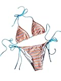 Women's Striped Knot Bathing Suit High Waisted Halter Triangle Swimsuit Bikini Set