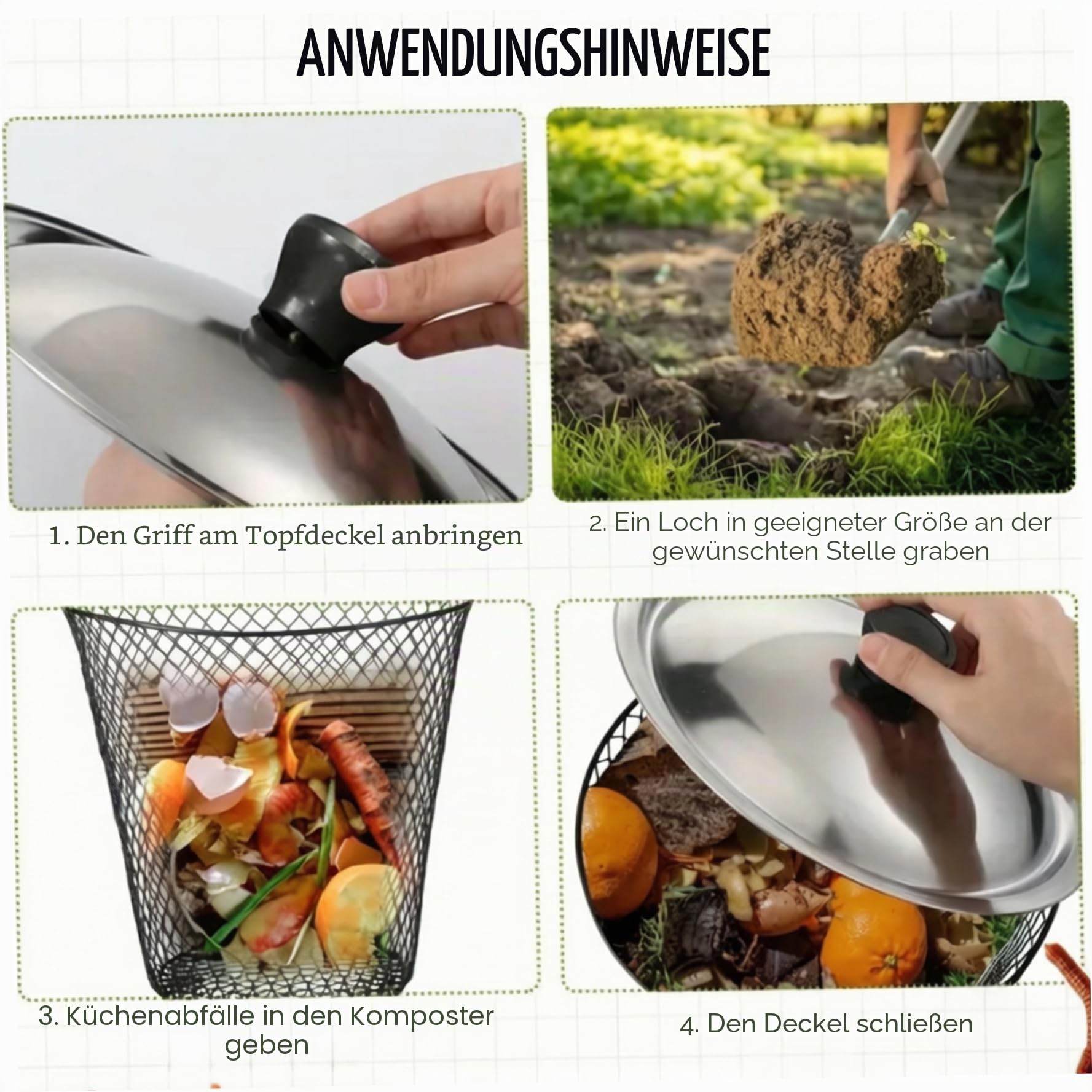 6er-Pack Wurmkomposter mit Deckel, unterirdischer Kompostbehälter aus Metallgeflecht für Küchen- und Gartenabfälle, Kompostbehälter für den Außenbereich für natürliche Zersetzung, Wurmkomposter