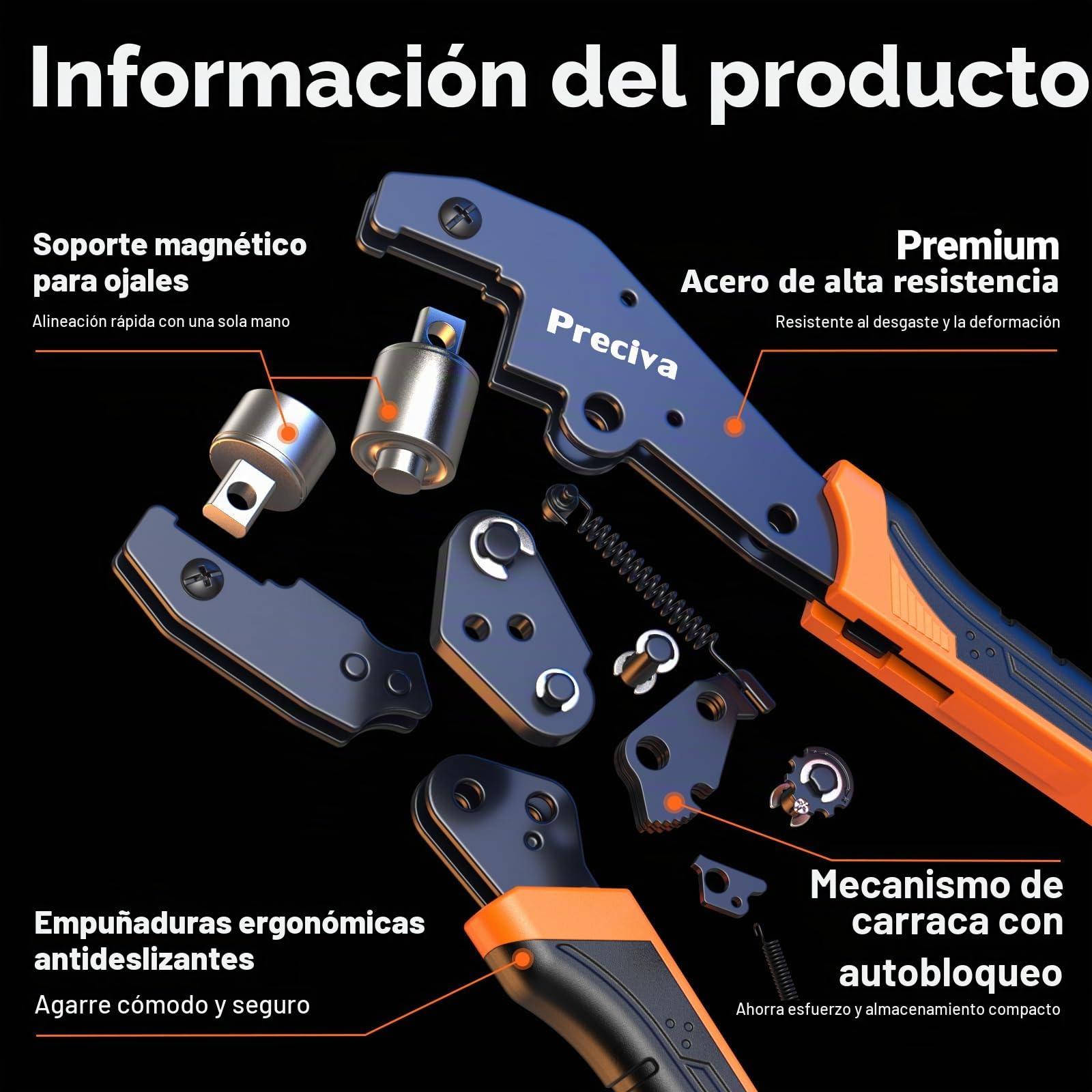Preciva Juego de alicates profesionales con 300 ojales, ojales (10 mm de diámetro), ojal magnético, ojales para telas, lonas y toldos