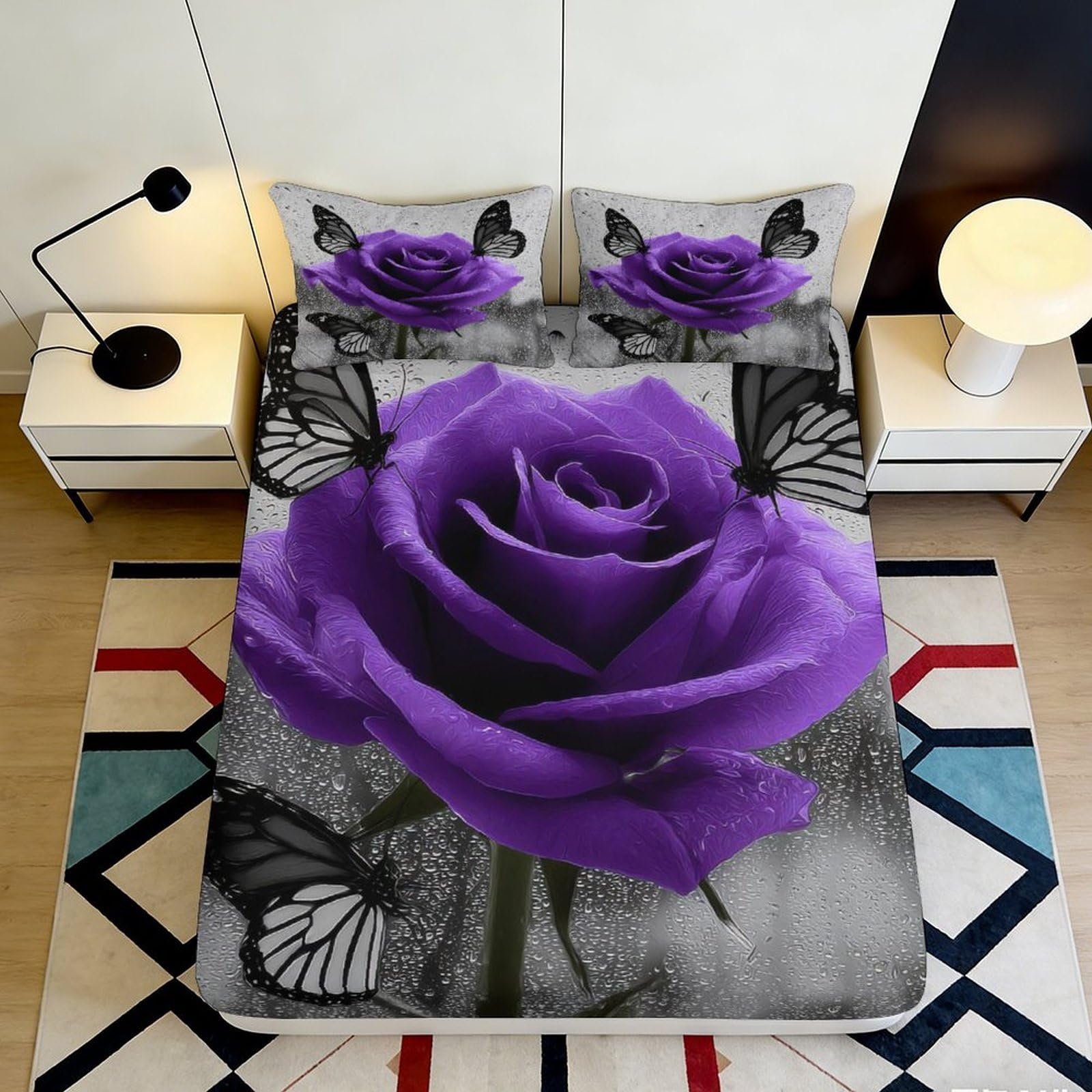 3D Printed German Shepherd Fitted Sheet Microfiber Deep Pocket Non-Slip Dog Mattress Fitted Cover for Bedroom Adults 180x200x25cm