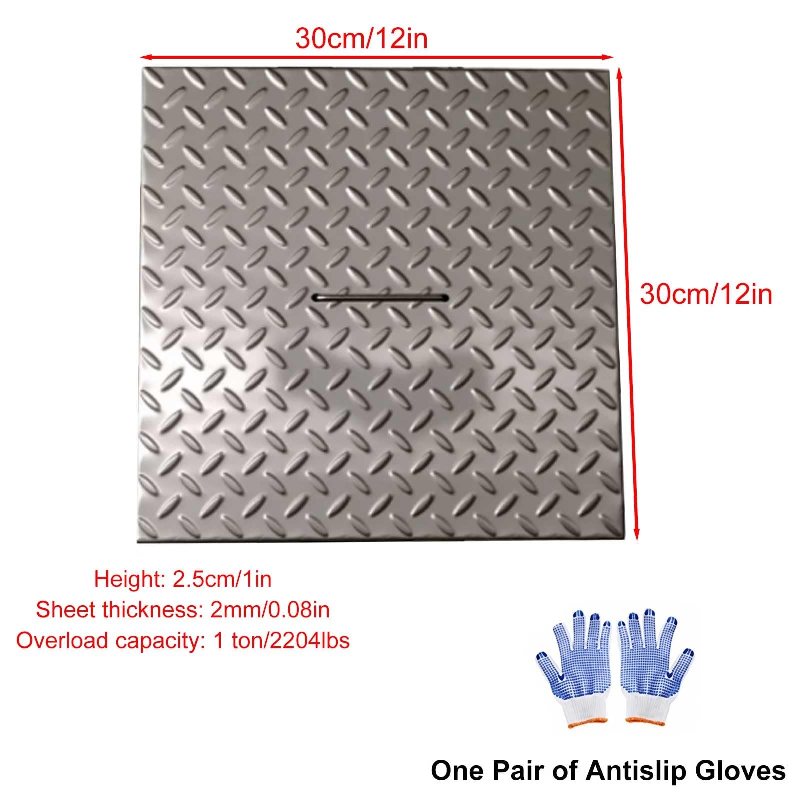 Tapa y Marco Arqueta Cuadrada Empotrada con Asa, Tapa de Pozo y Alcantarilla de Acero Inoxidable 304 Antisilip con Nervaduras de Refuerzo para Patio, Pavimento(30x30cm/12x12in)