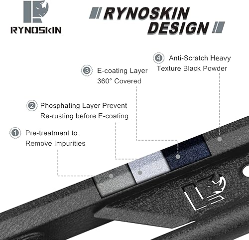 Miniatura 6 de RYNOSKIN Estribos para Jeep Wrangler JL 2018-2023 2018-2023 escalones basculantes de 2 puertas, escalones laterales resistentes Wrangler JL de