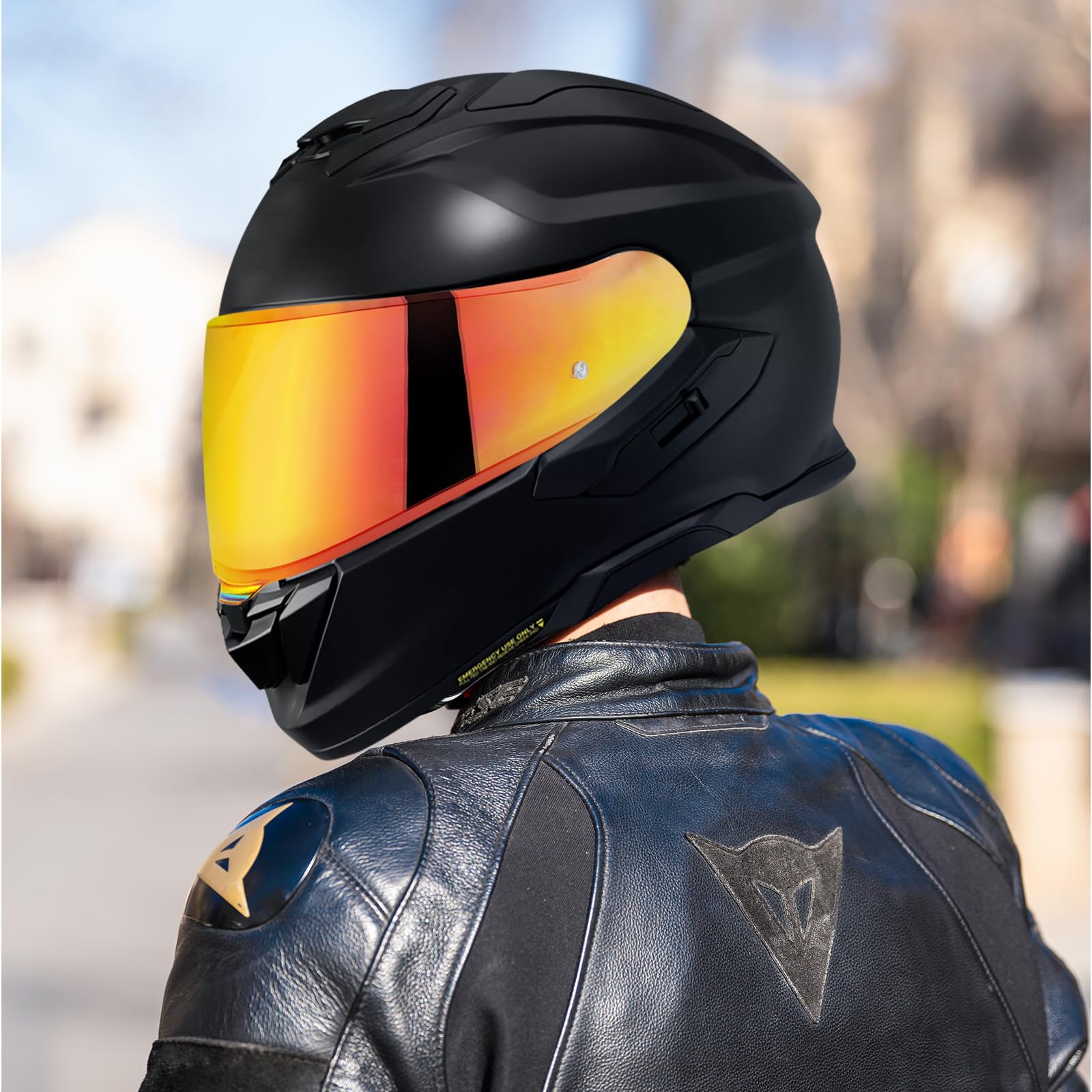 Visera Casco Moto para GT Air 3 CNS-1C,Visera de Lente para Casco Protección contra Viento,Accesorios para Cascos de Moto (Cromo Rojo)