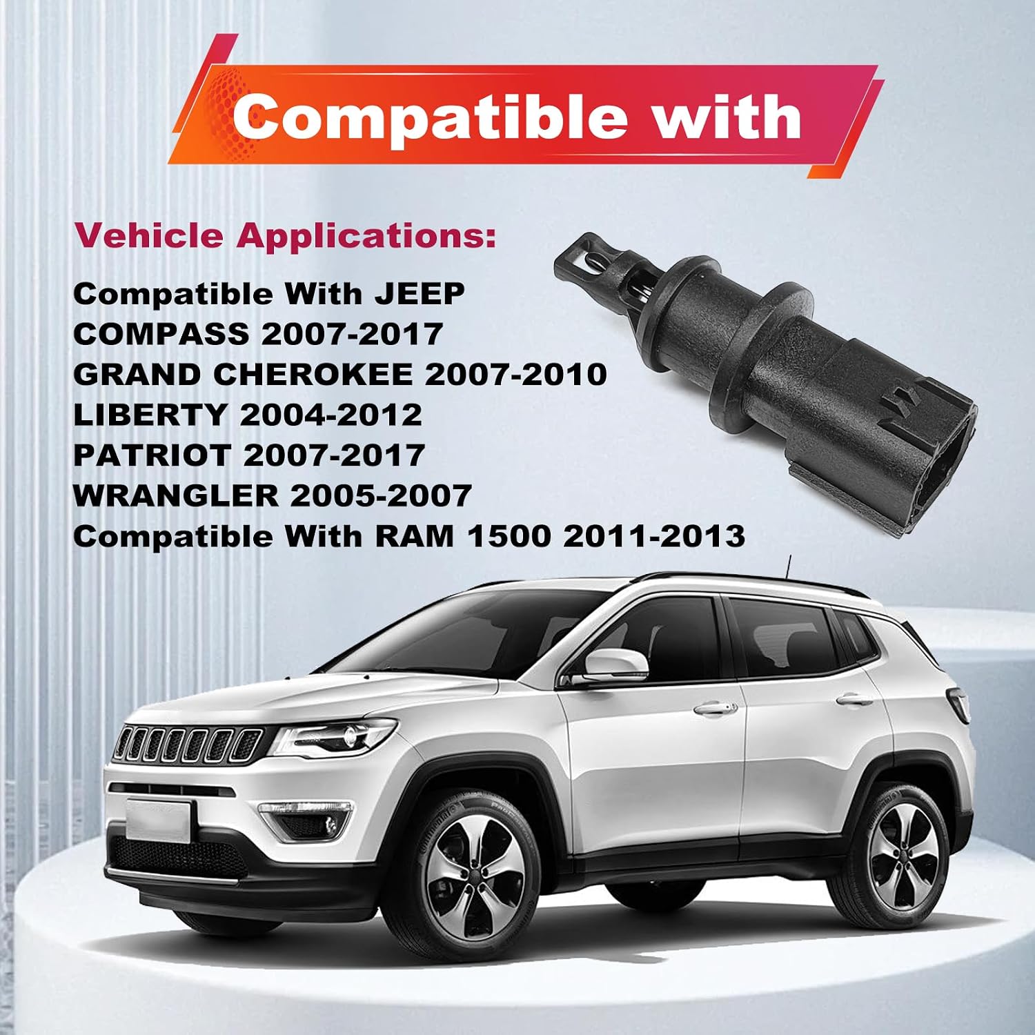 Air Intake Charge Temperature Sensor Compatible with Chrysler, Dodge, Jeep IAT Sensor - Replacement 4606487AA 4606487AB