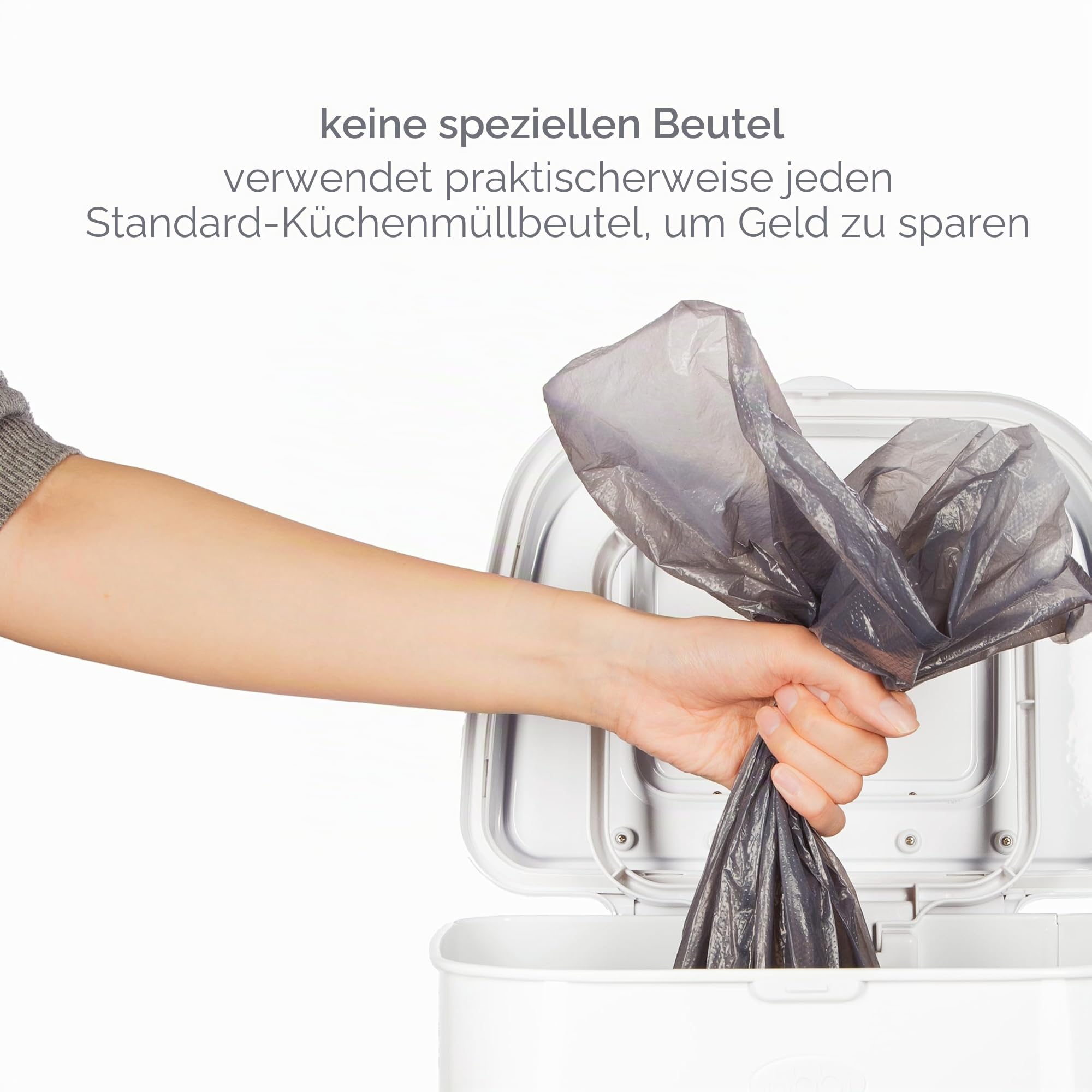 Ubbi Windeleimer für Erwachsene, Edelstahl, geruchsschließend, keine spezielle Tasche erforderlich, preisgekrönt, modernes Design, Weiß