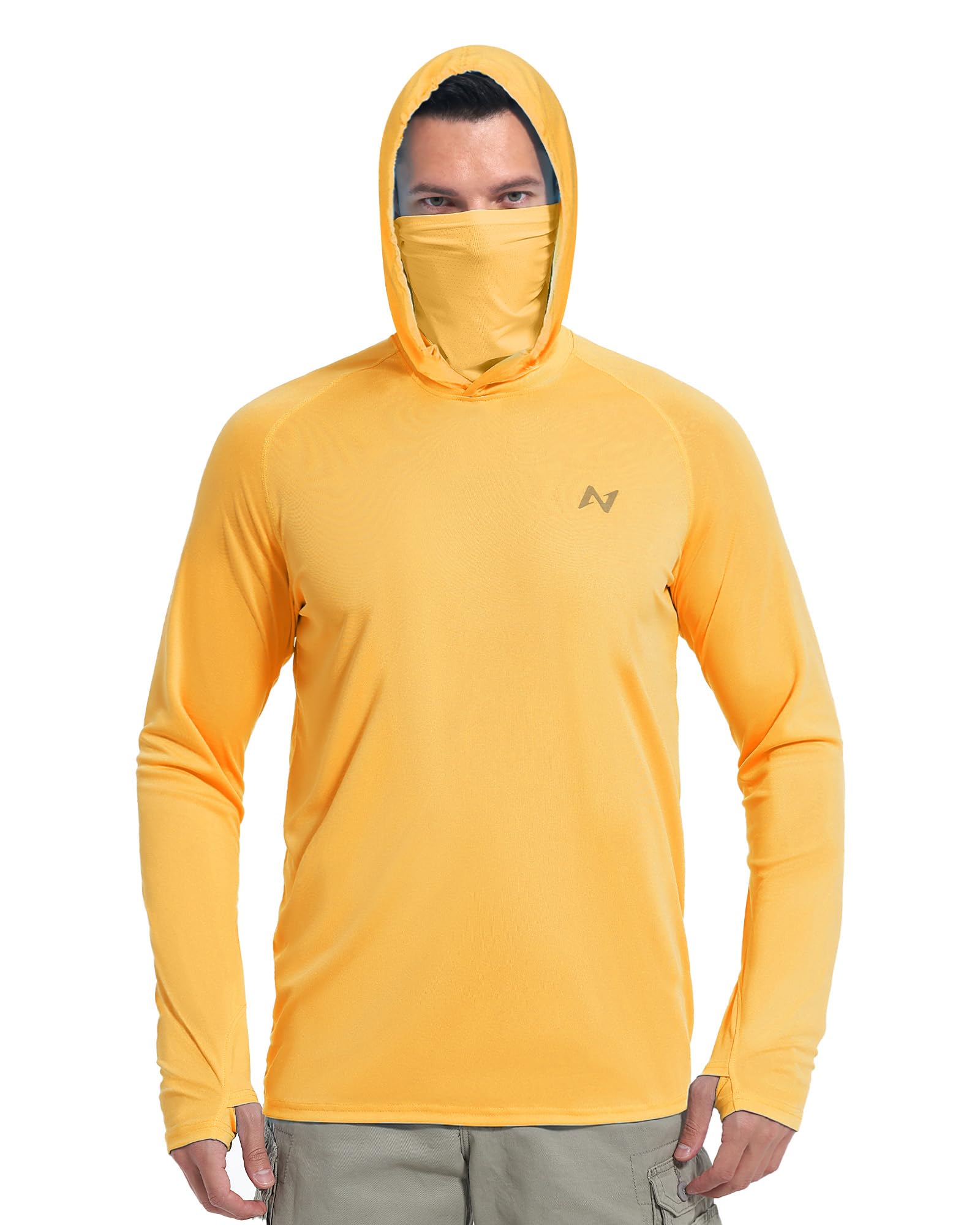 isnowood Mens UPF 50+ Sun Hoodie Long Sleeve Fishing Shirt with Face Mask