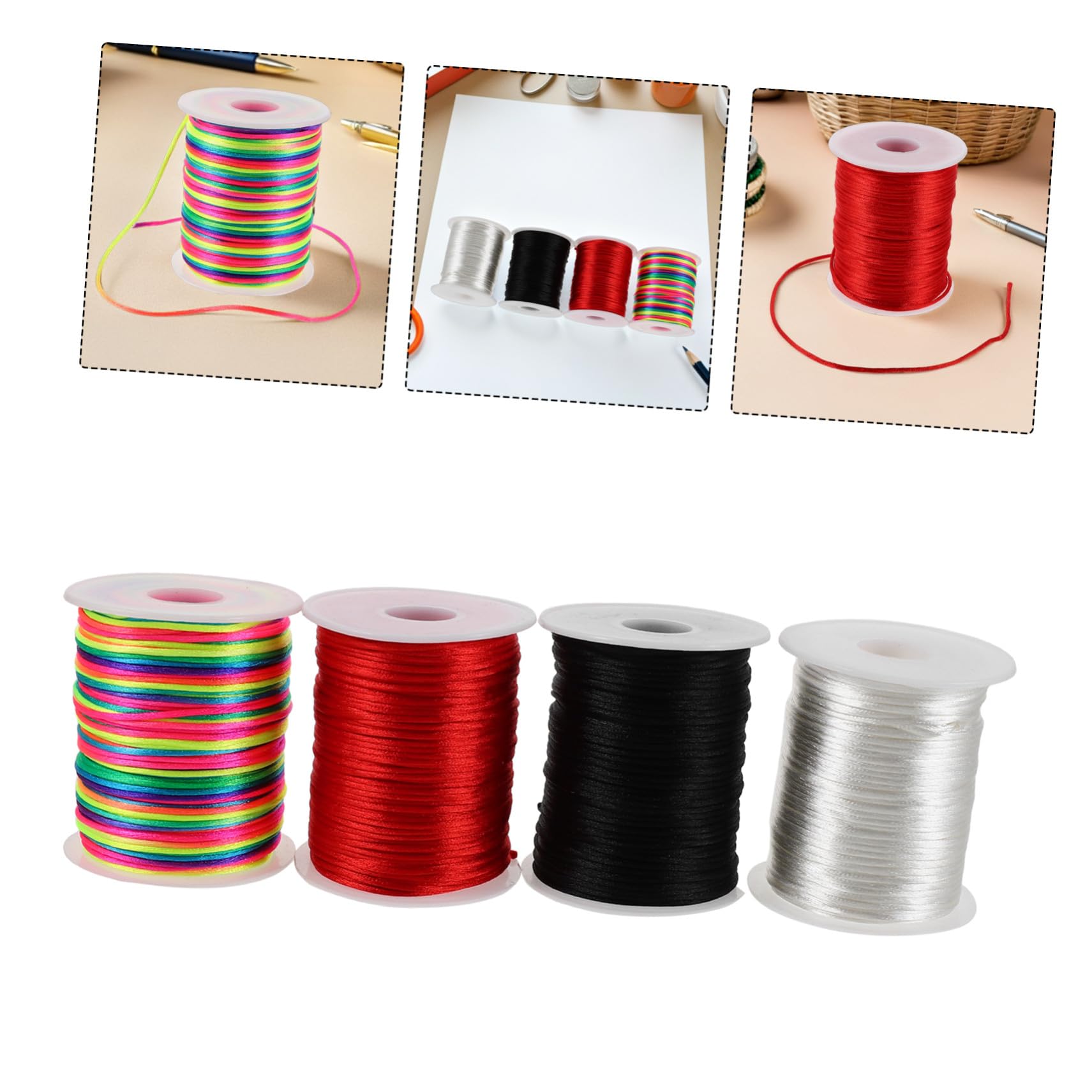 4rotoli Corda Decorativa in Poliestere Cerata Spago Per Braccialetti e Perline Cordini Decorativi Per Creazione Di Gioielli e Artigianato