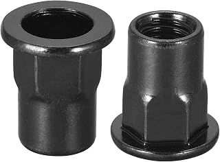 uxcell M8 Rivet Nuts, Thread Half Hexagonal Carbon Steel Zinc-Plated Flat Head Threaded Insert Nut Black 20Pcs