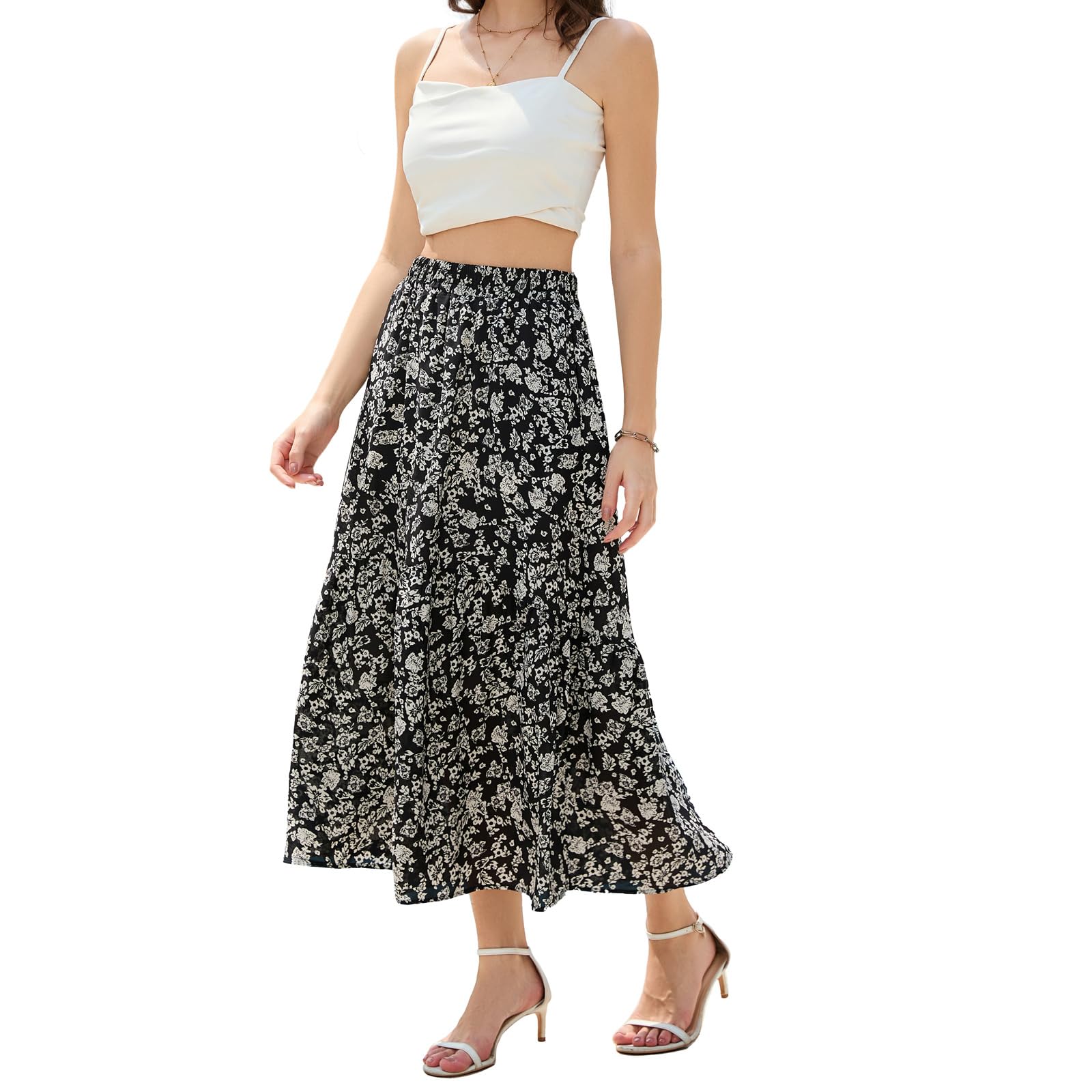 Maxi Skirts for Women with Pockets Long Midi Length Casual Skirt for Holiday