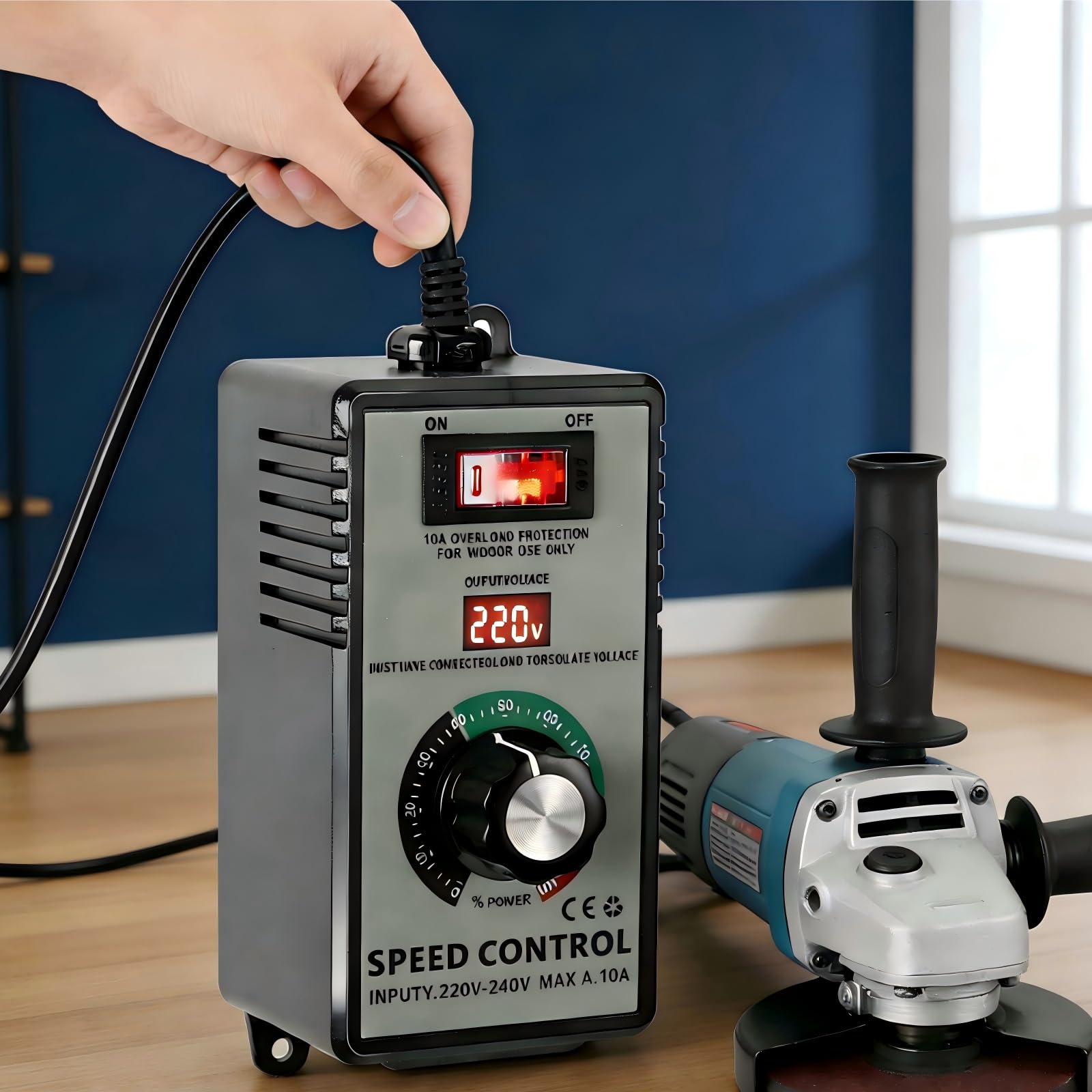Drehzahlregler 230V für Motor – Elektronischer Spannungsregler mit stufenloser Geschwindigkeitssteuerung, ideal für Winkelschleifer, Ventilatoren & Handbohrmaschinen