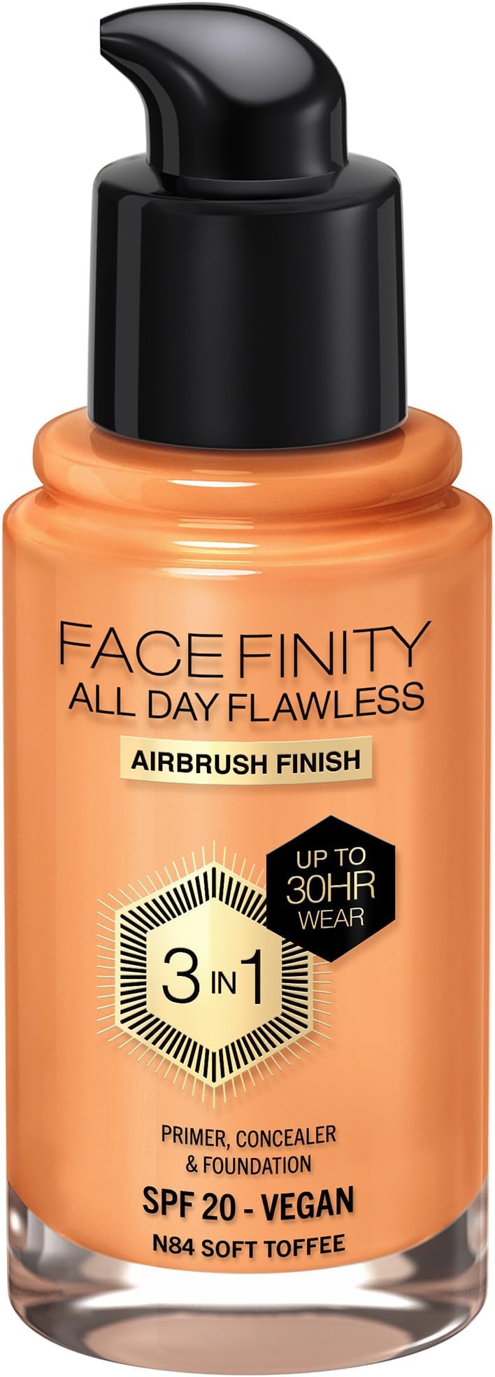Facefinity All Day Flawless 3-in-1 Foundation - N84 Soft Toffee, 30ml