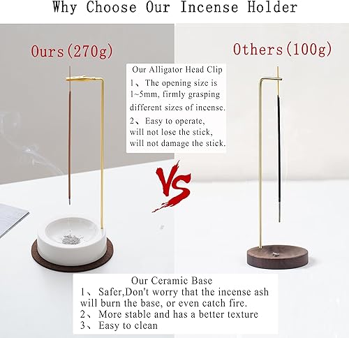 Miniatura 2 de Soporte de incienso, soporte de incienso de cerámica para palos, quemador de incienso al revés para meditación, yoga, spa, decoración de habitación