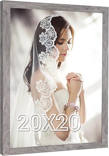 Vista 623 de Marco gris rústico de 18 x 24 pulgadas, marco para póster de 18 x 24 pulgadas, color gris envejecido, grande, retro, natural, 24 x 18 pulgadas