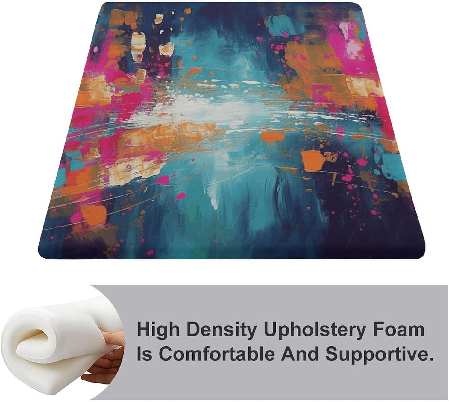 Abstract Oil Painting Chair Cushion Floor Pillow Stool Cushion | Cushions with Removable Cover with Square Memory for for Chair Living Room Balcony Office Sofa,13.8*15*1.2 Inch