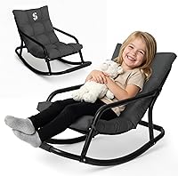 Special Supplies Sensory Tufted Kids Rocking Chair - Calming Rocker for Sensory Play, Balance & Comfort in Playroom or Classroom (Ages 3+ Charcoal)