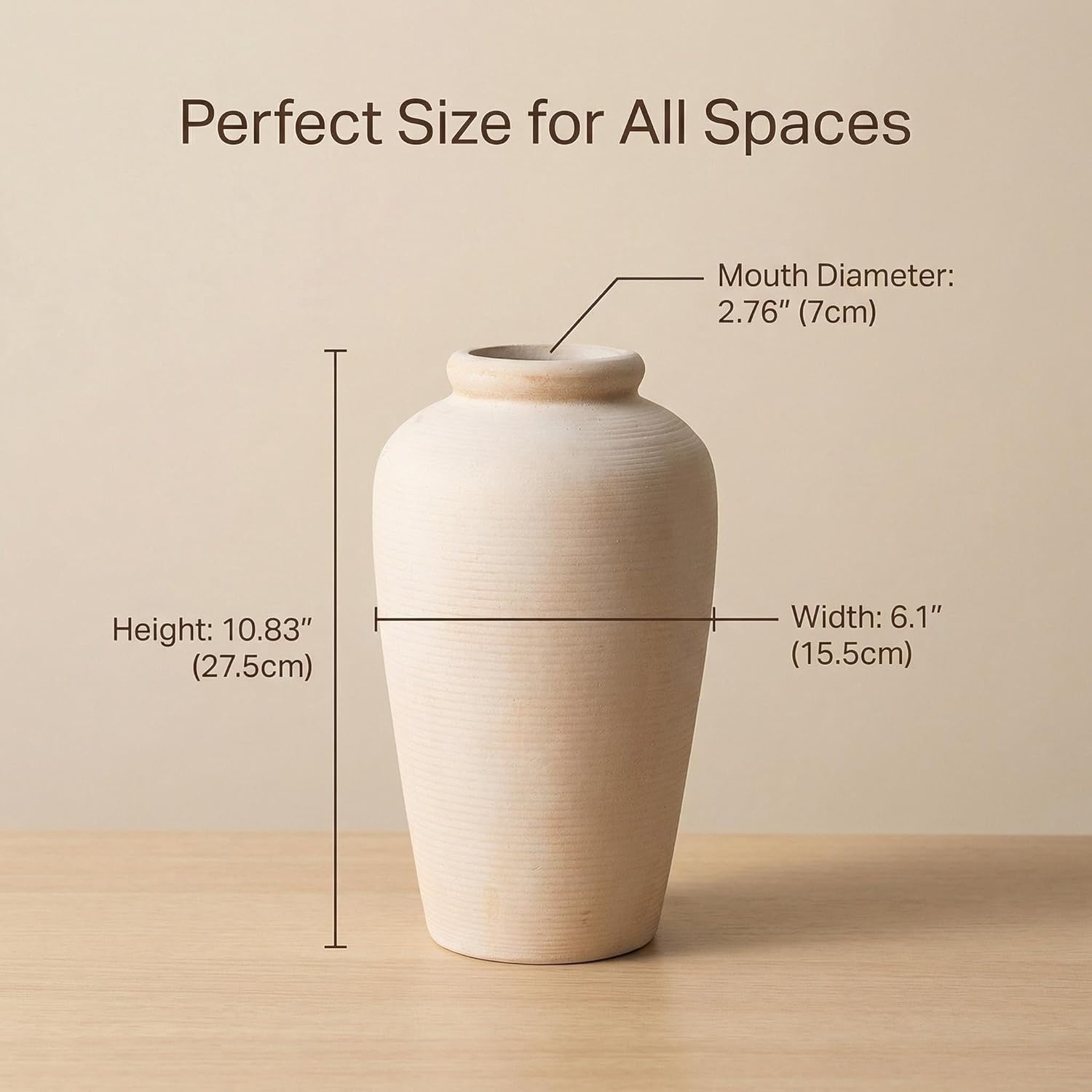 10.8 Inch Tall Vintage Ceramic Flower Vase,Rustic FarmhouseVase for Home Decor,Distressed Decorative White Vase for Table Entryway Mantel Centerpiece Bookshelf Living Room Bedroom (101-rustic)