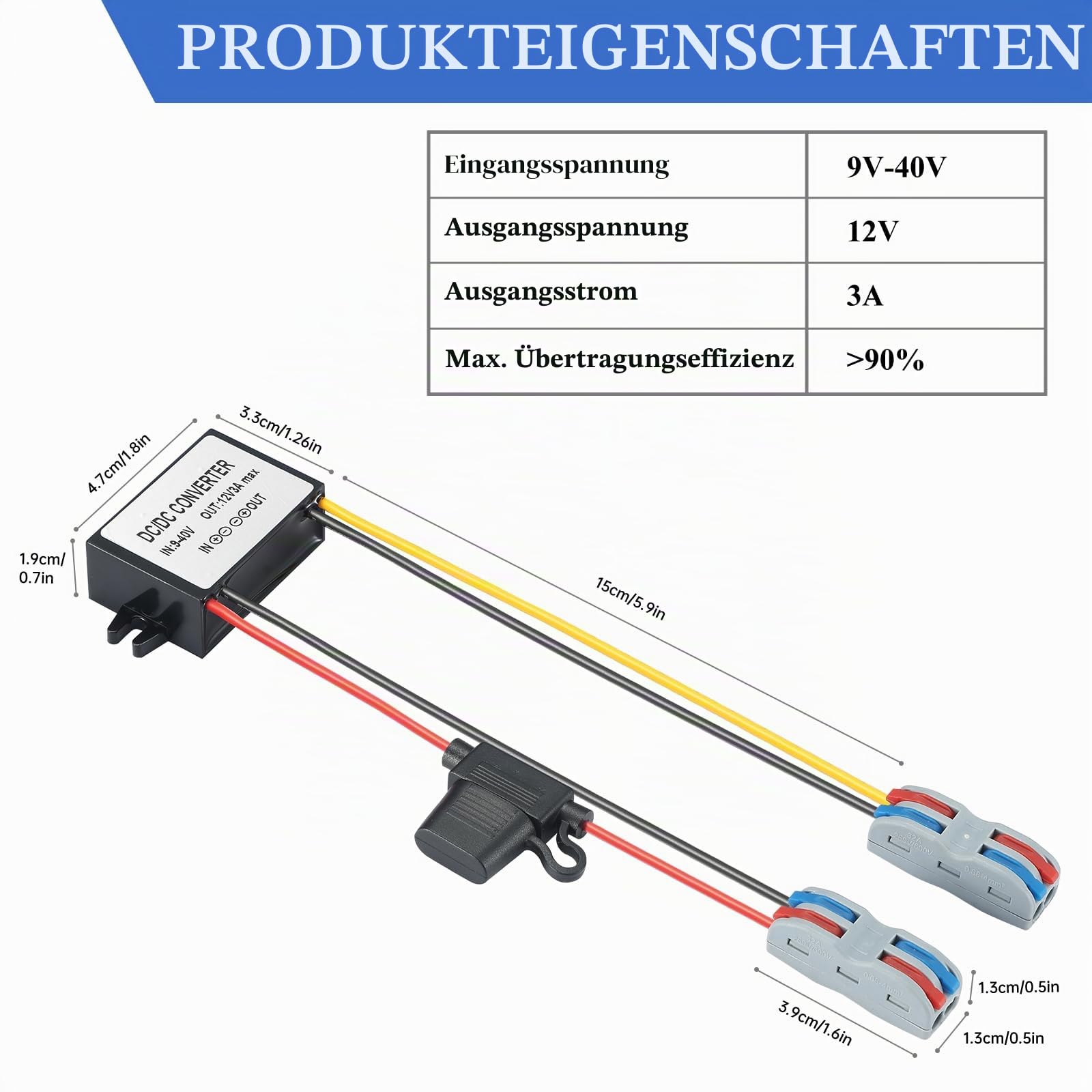 DC 12V Spannungsregler DC 9V-40V auf 12V 3A Spannungs-wandler 36W Automatik Buck-Boost Converter-Wasserdicht IP67 CE/ROHS