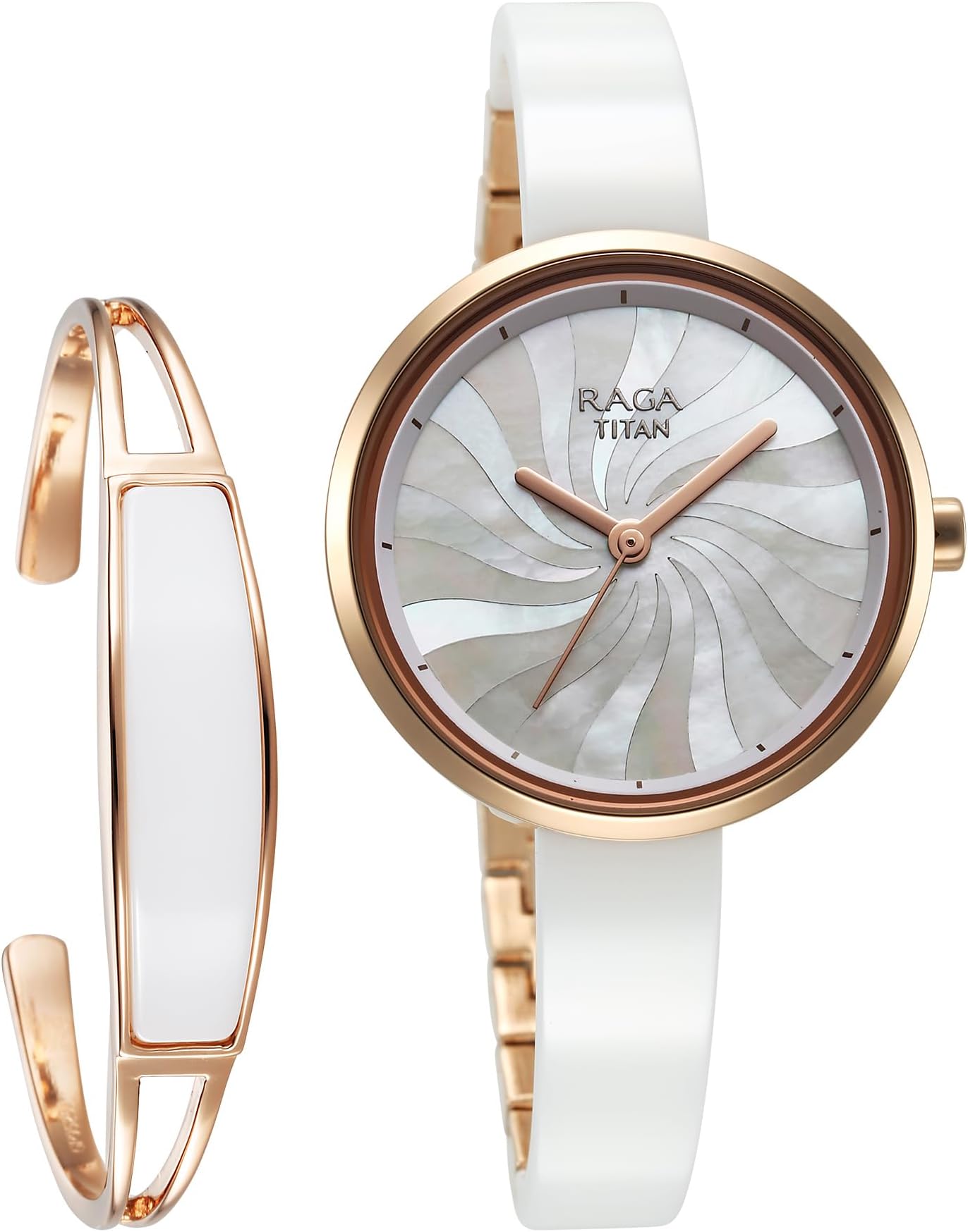 Titan Raga Memoirs Pinwheel Women's Watch – Mother of Pearl Dial | Quartz Analog | Rose Gold Color Metal Strap | Elegant Designer Timepiece | Perfect for Festive, Party & Formal Wear - 95256WM01