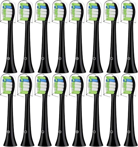 Cabezales de cepillo de dientes de repuesto compatibles con Aquasonic Black SeriesVibe SeriesBlack Series ProDuo Series Pro, 16 cabezales de cepillo