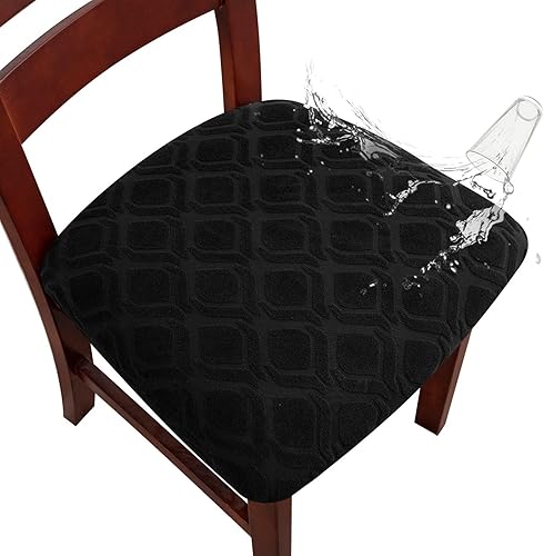 Vista 55 de Genina Fundas de asiento impermeables para sillas de comedor, fundas de asiento elásticas para sillas de comedor, extraíbles y lavables, fundas