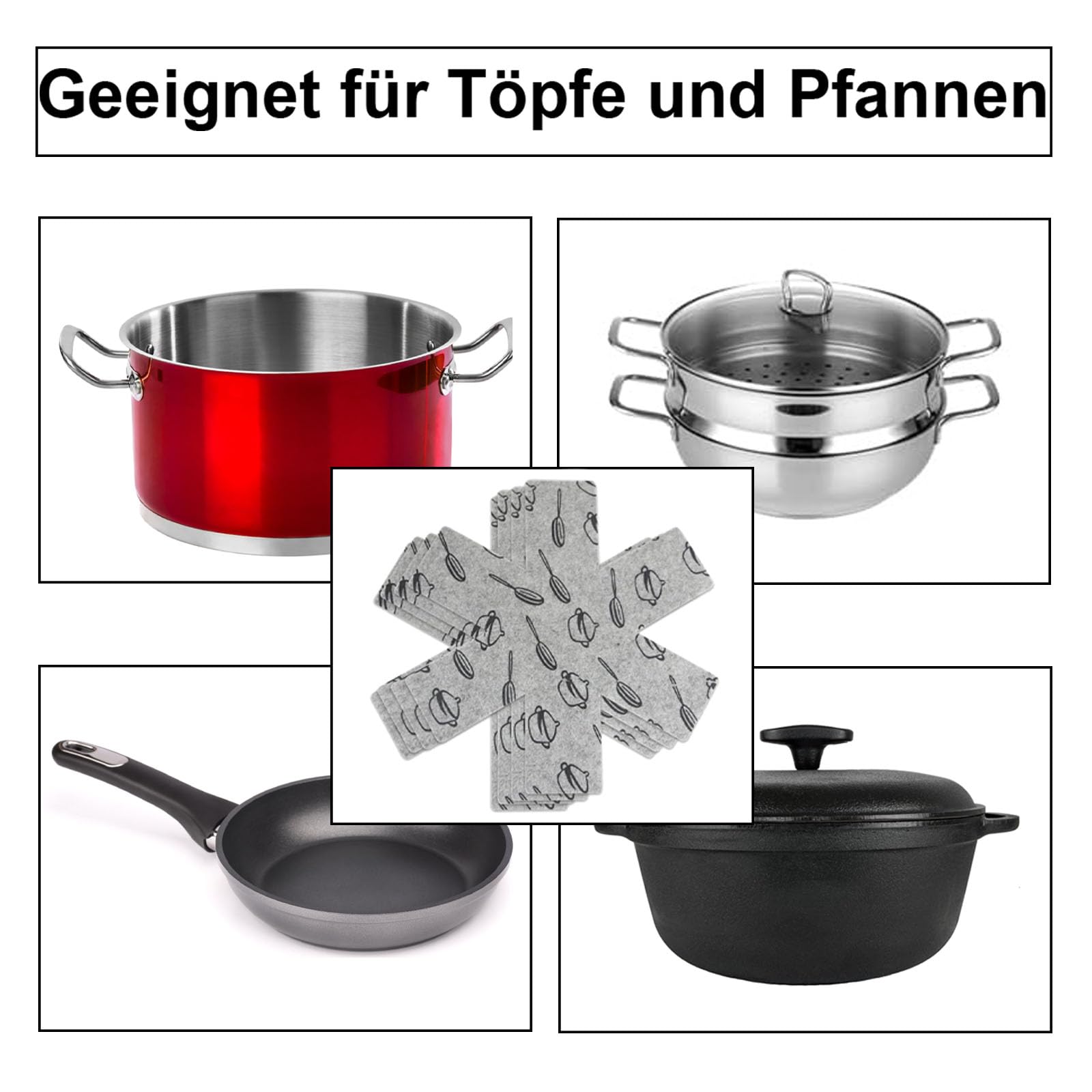 Pot And Pan Protectors Set – 9 Pieces Felt Dividers For Stacking Cookware, Adjustable Mats To Prevent Scratches 9 thumbnail image