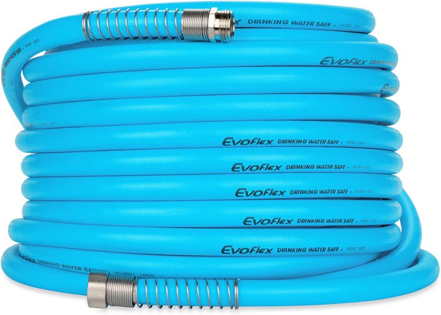 Camco EVOFlex 75-Ft RV Drinking Water Hose - Features Extra Flexible Design w/Stainless Steel Strain Relief Ends - Lead-Free, BPA-Free and Phthalate-Free - 5/8” Inside Diameter (22597)