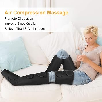 QUINEAR Full Leg Massager, Foot, Calf & Thigh Massage Machine- 3 Intensities 3 Modes Air Compression Therapy Device Help for Elderly Pain Relief, Swelling, RLS, Edema, 2 Extensions for Bigger Calf