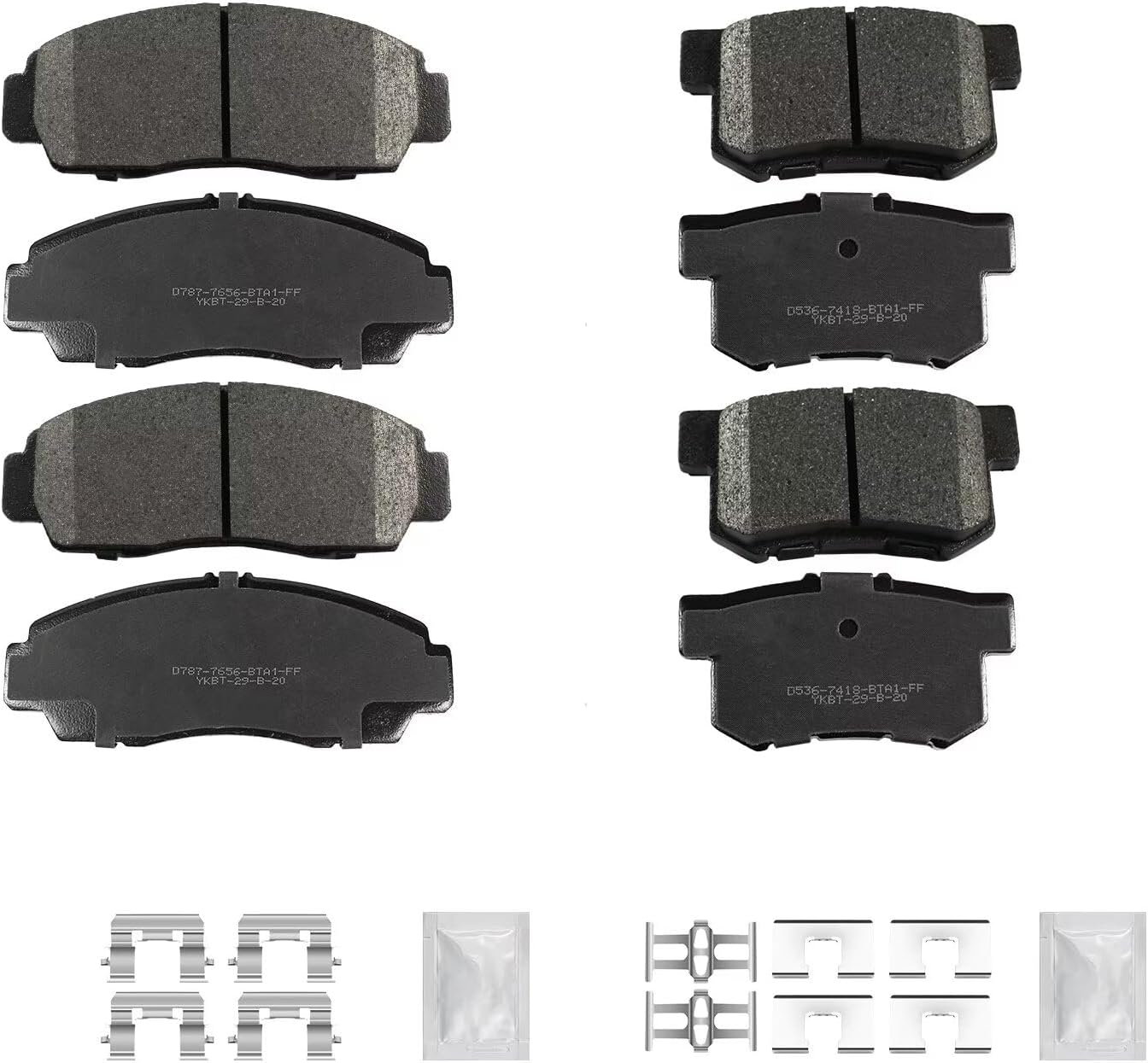 Replacement Front and Rear Ceramic Disc Brake Pad Kit w/Hardware for 2004-2008 AC-URA TL Replacement Front and Rear Ceramic Disc Brake Pad Kit w/Hardware for 2004-2008 AC-URA TL