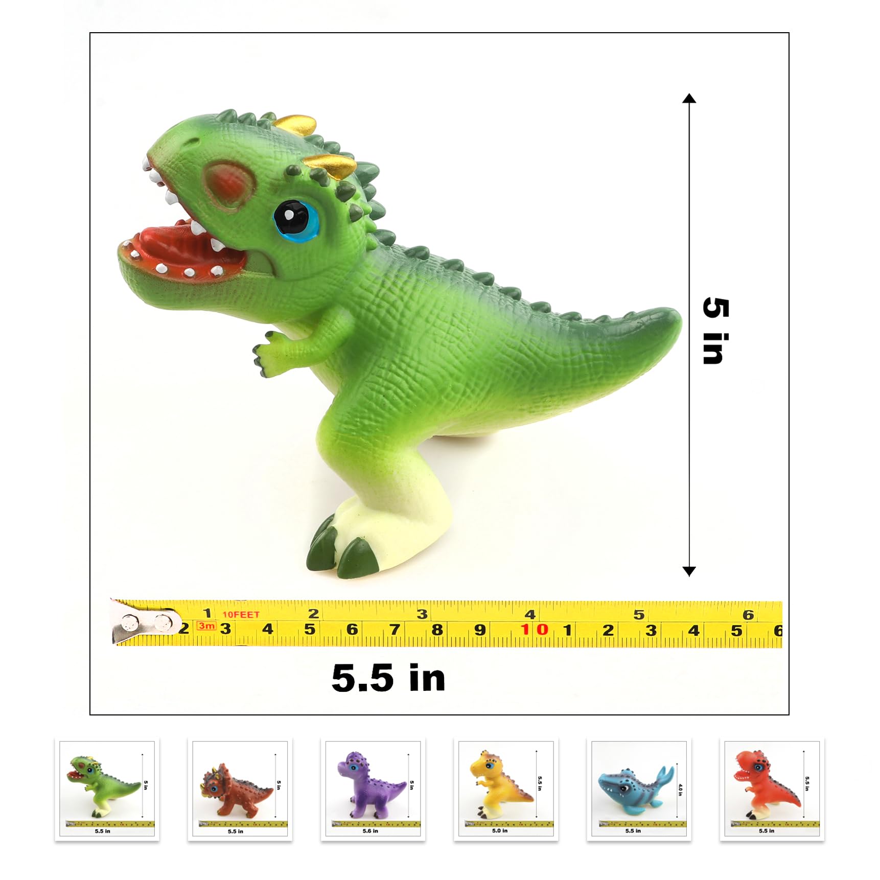 Dinosaur Toys for Kids - 6 Squishy Dino Figures -3 Dinosaur Toys for Kids - 6 Squishy Dino Figures -3