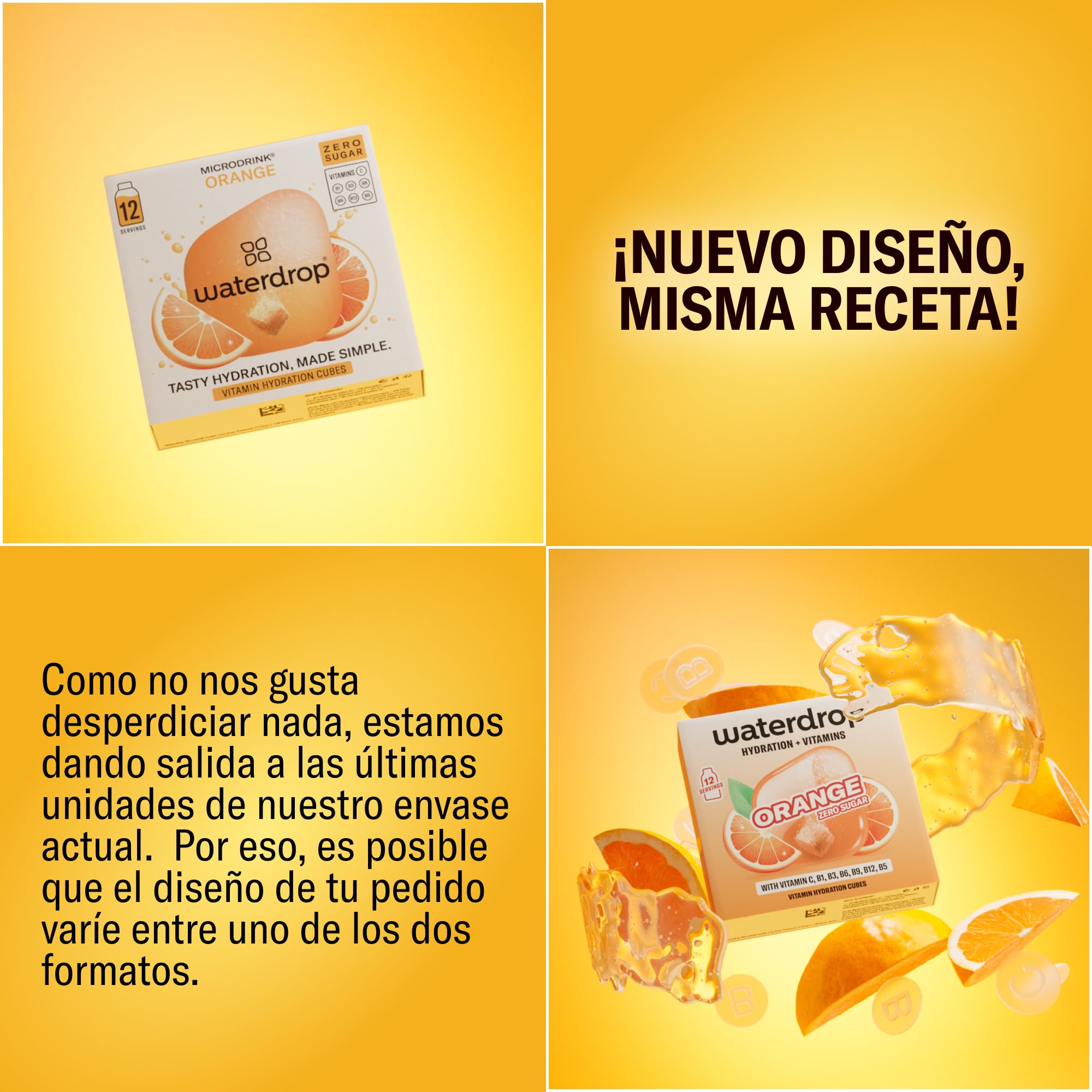 waterdrop® Mix Sabores de Frutas, 36 Pastillas Saborizantes Para Agua, Bebidas Sin Azúcar, Sabores Agua: Naranja, Limón, Pomelo, Refresco Instantaneo, Sobres
