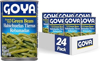 Goya French Style Green Beans, 14.5 oz Cans (Pack of 24) - Authentic Buttery Flavor, Fat-Free, Low Sodium Canned Veggies