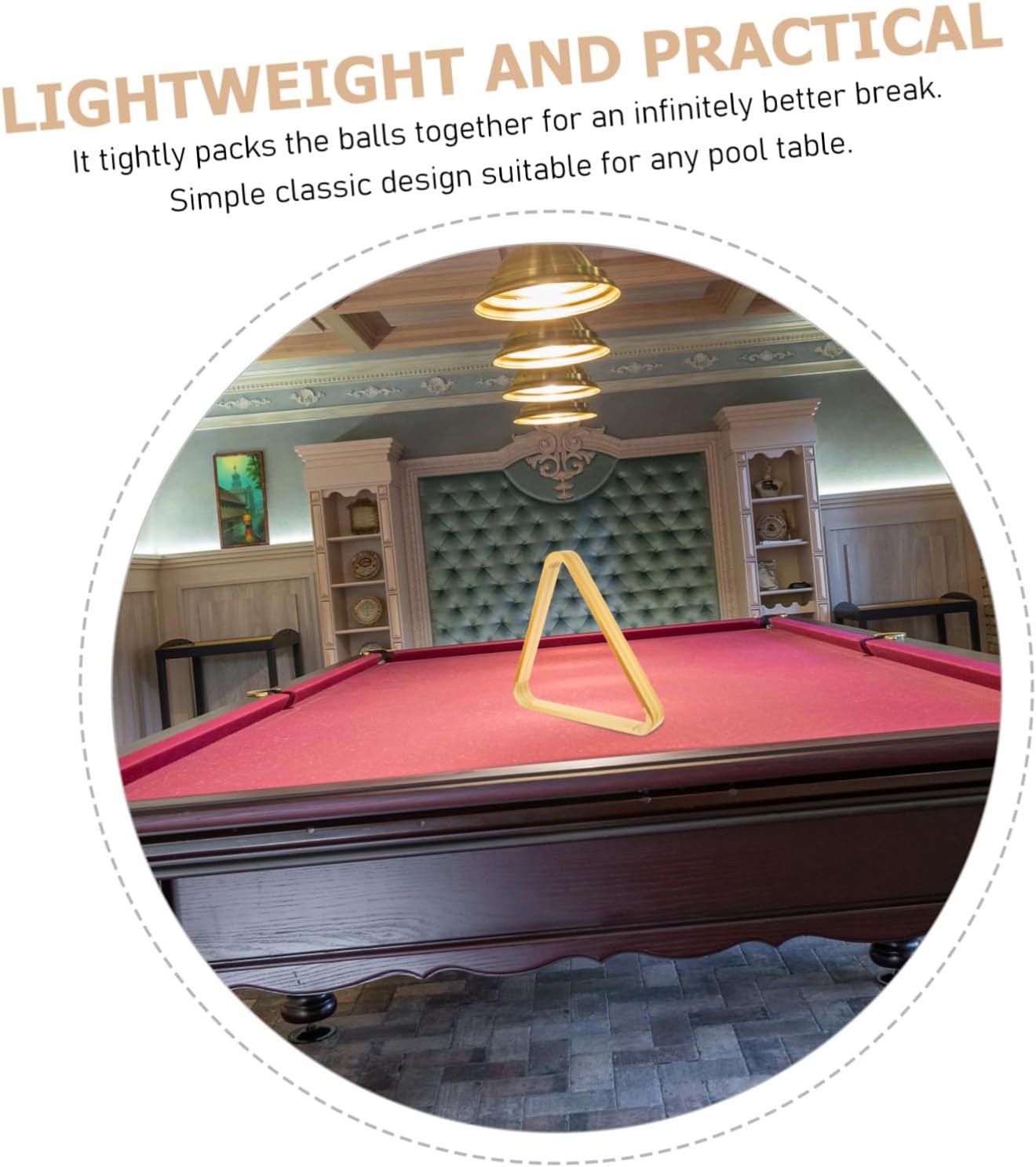 Billiard Ball Rack Triangle Frame Solid Wood Pool Table Accessory with Rounded Edges for Standard Balls Game and Billiards Club Use