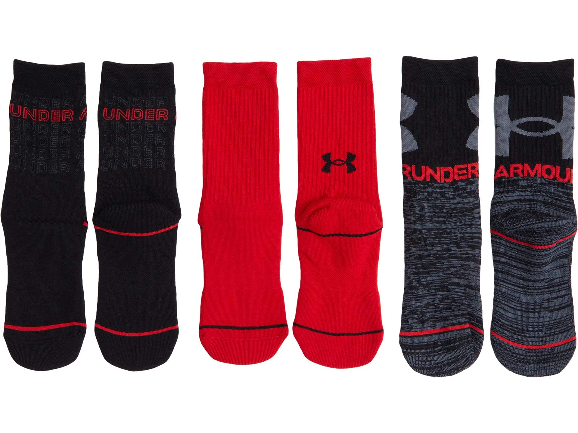 Under Armour Youth Phenom Crew Socks, 3-Pairs