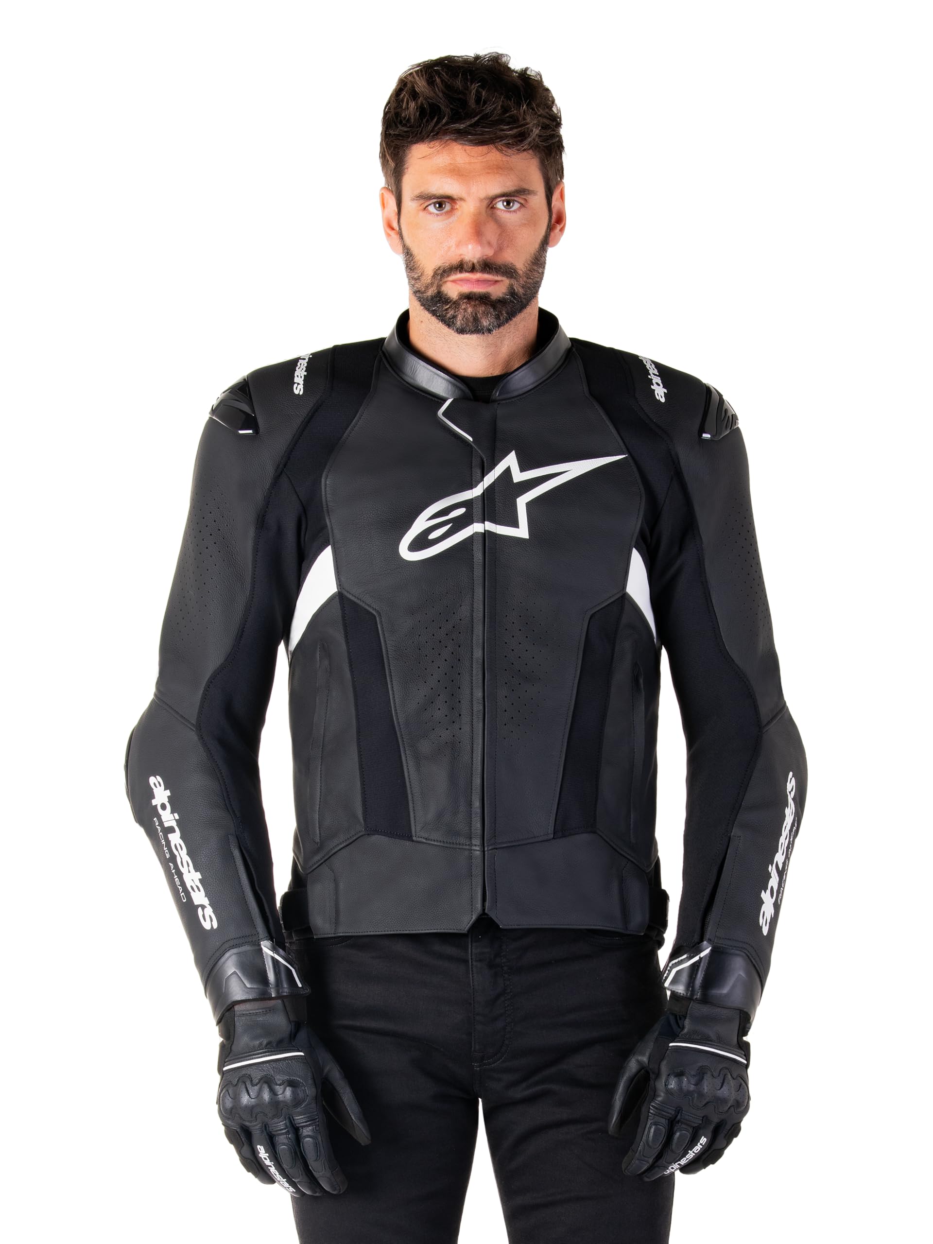 Alpinestars Missile V3 Skórzana kurtka motocyklowa, czarny/biały, 60