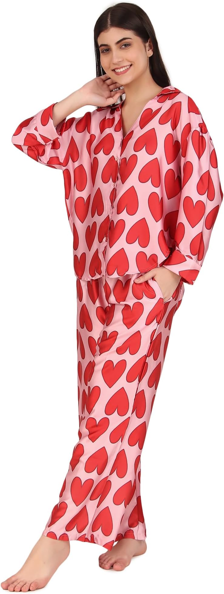MashaWomen Oversized Pyjama Set/Night Suit Set