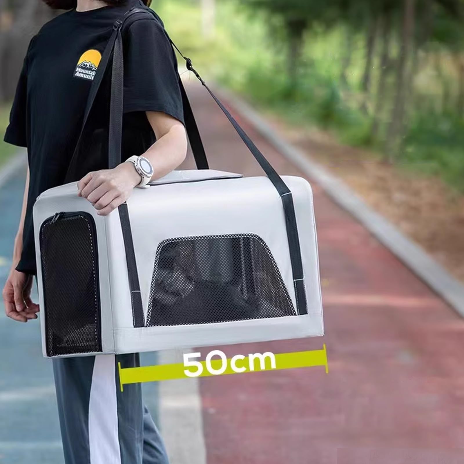 Maleta con Ruedas para Perros y Gatos, Mochila Transpirable para Mascotas, Maleta para Mascotas con Asa Telescópica, Diseño Ventilado para Viajes, Senderismo y Uso a Aire Libre(Black)