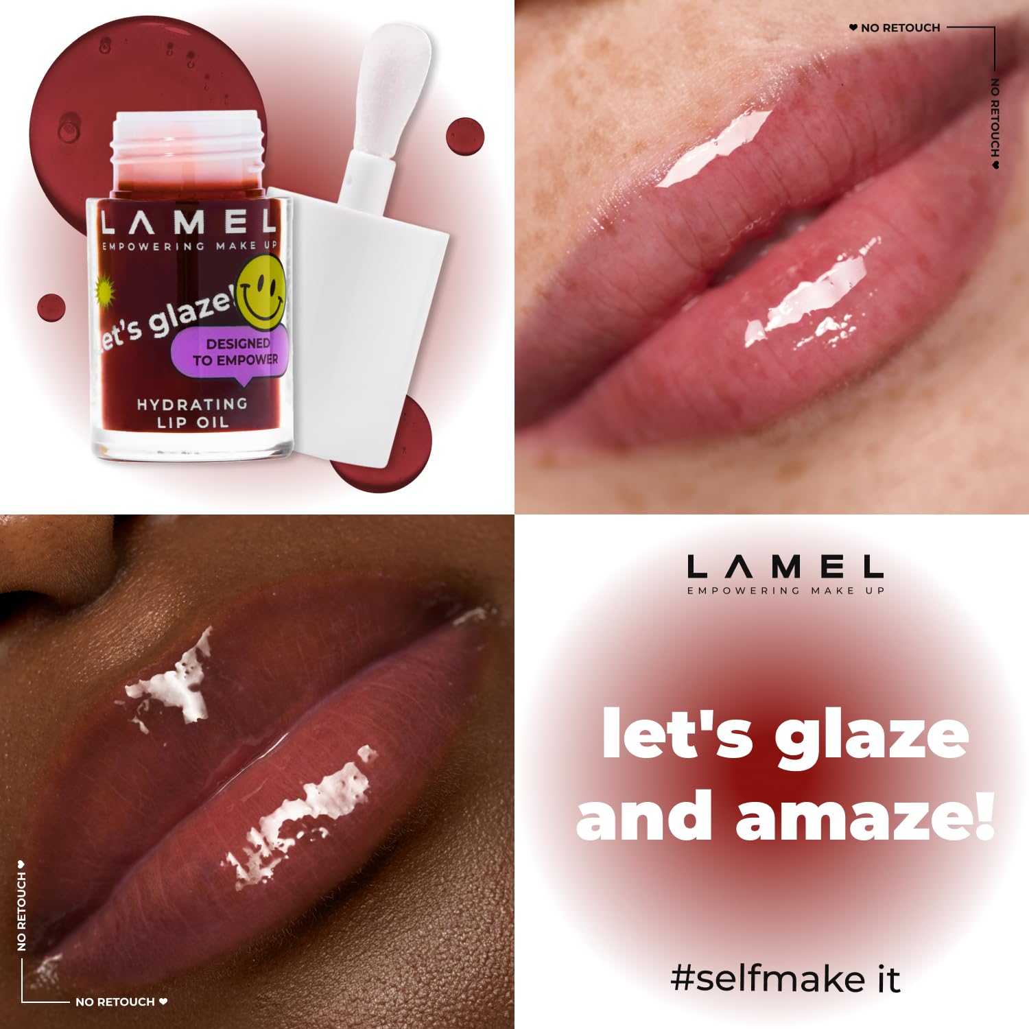 Lamel Let`s Glaze Hydrating Lip Oil - Chocolate cookies | High shine, Lightweight | Non sticky Juicy Tint | Lip Oil for Pigmented Lips | 4ml 3