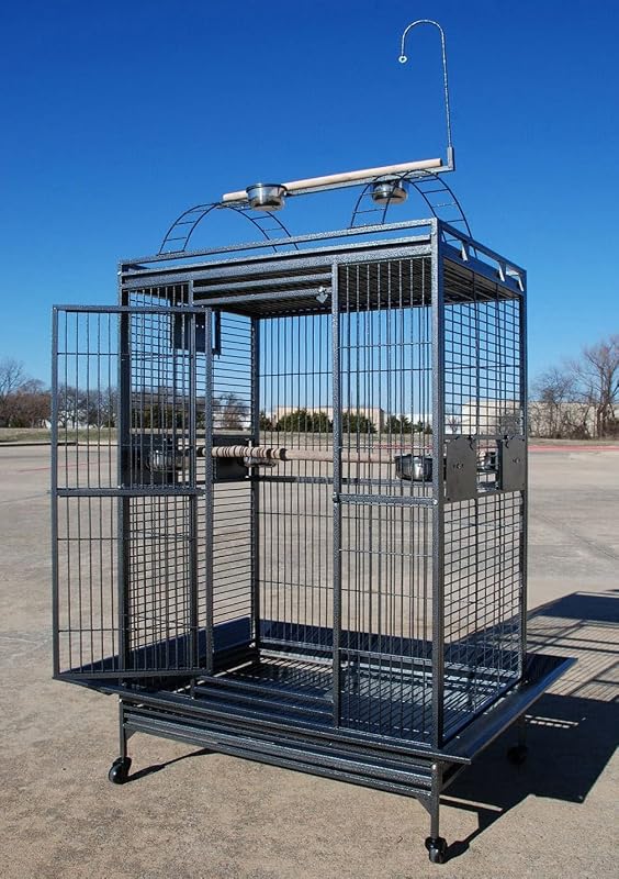 XXX-Large 40" x 30" x 72"H Double Ladders Open Play Top Wrought Iron Bird Parrot Parakeet Finch Macaw Cockatoo Cage, Include Seed Guard and Toy Hook