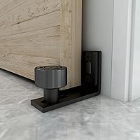 Vista 2 de CCJH Paquete de 2 guías de piso para puerta corrediza de granero, guía de rodillo ajustable montada