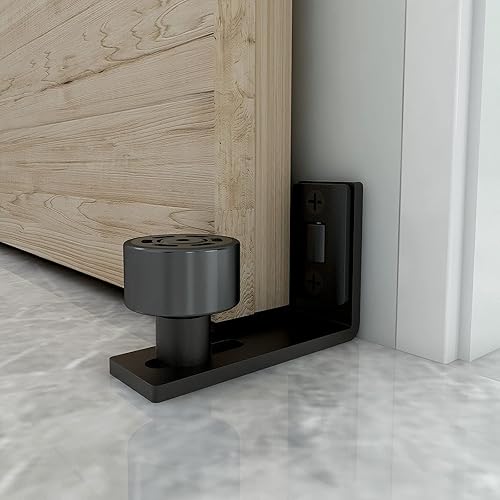 Miniatura 2 de Paquete de 2 guías de piso para puerta corrediza de granero, guía de rodillo ajustable montada en la