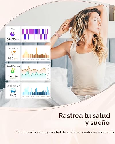 Miniatura 3 de Relojes inteligentes para mujer, reloj de salud para iPhone Android, monitor de sueño/frecuencia cardíaca/spO2/presión arterial, reloj inteligente