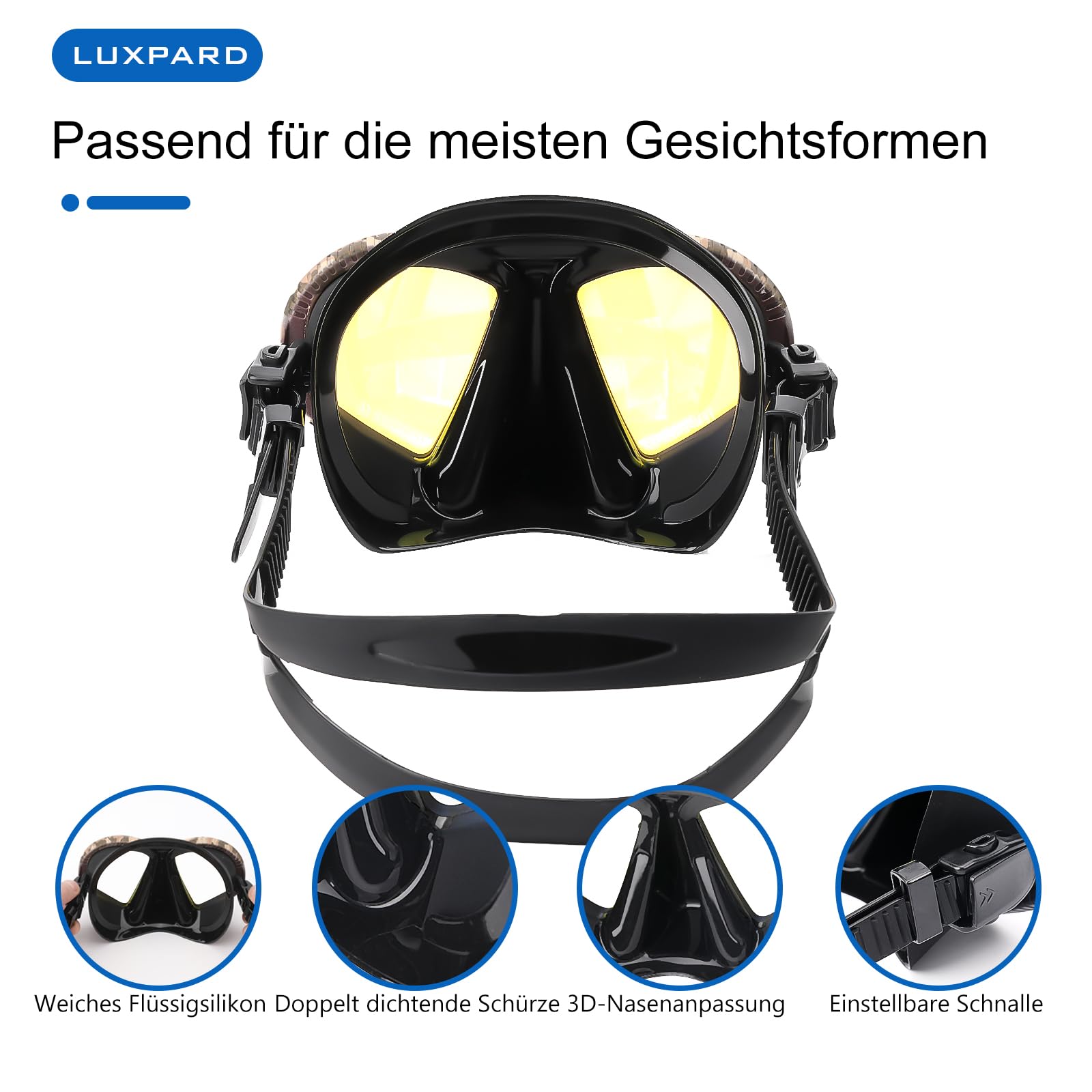Maschera Snorkeling LUXPARD Con Vista Panoramica - Tubo Asciutto Antigoccia, Kit Completo Per Immersioni - Foto 3