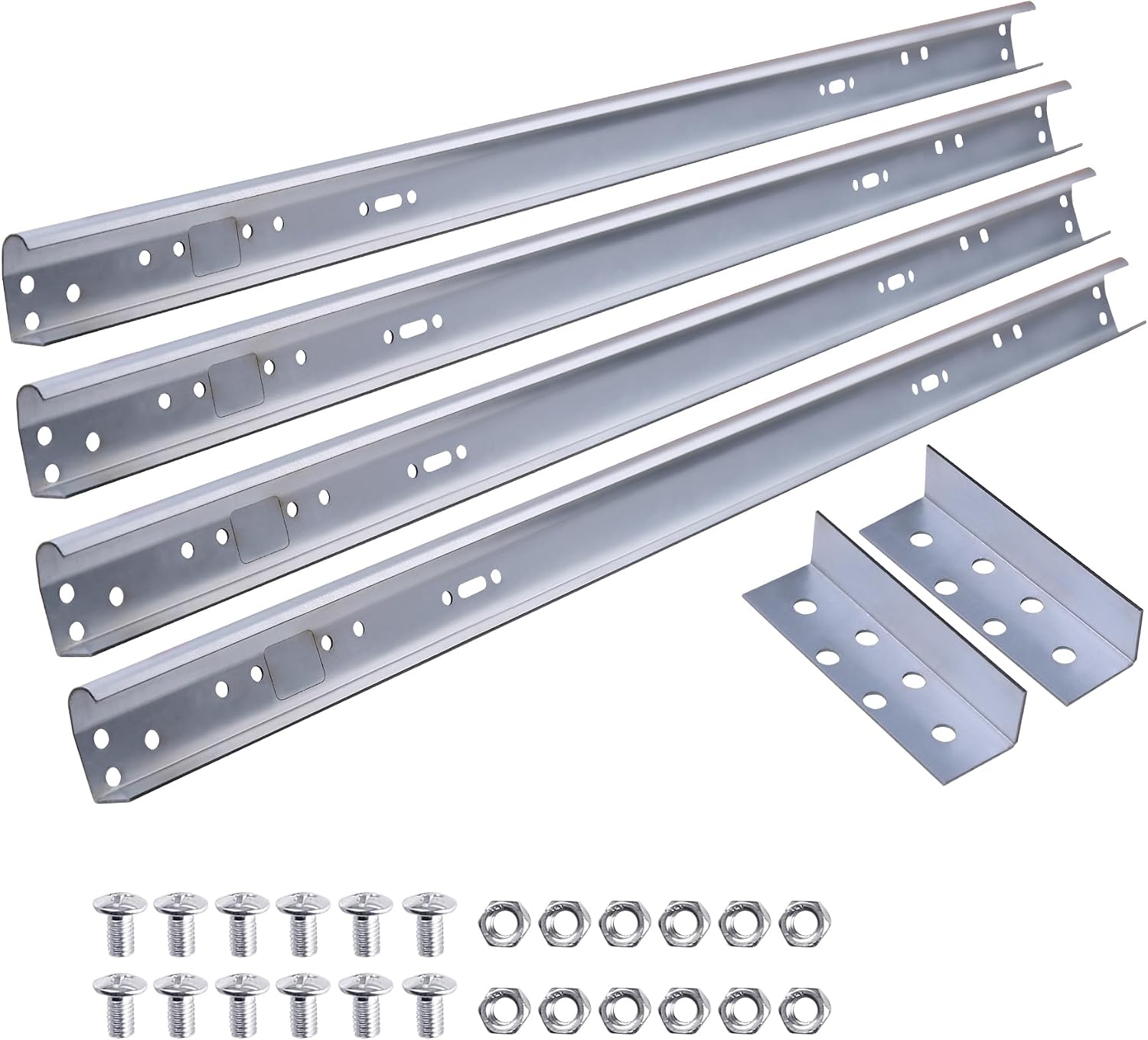 Heavy Duty 1 Pair Garage Door Vertical Track Kit with Connecting Plates and Screws, 7ft Galvanized Steel, 76 Length, Fits 2 Rollers, 4x38