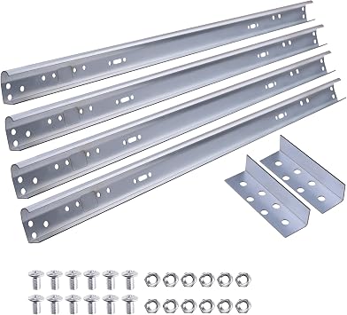 Heavy Duty 1 Pair Garage Door Vertical Track Kit with Connecting Plates and Screws, 7ft Galvanized Steel, 76" Length, Fits 2" Rollers, 4x38"
