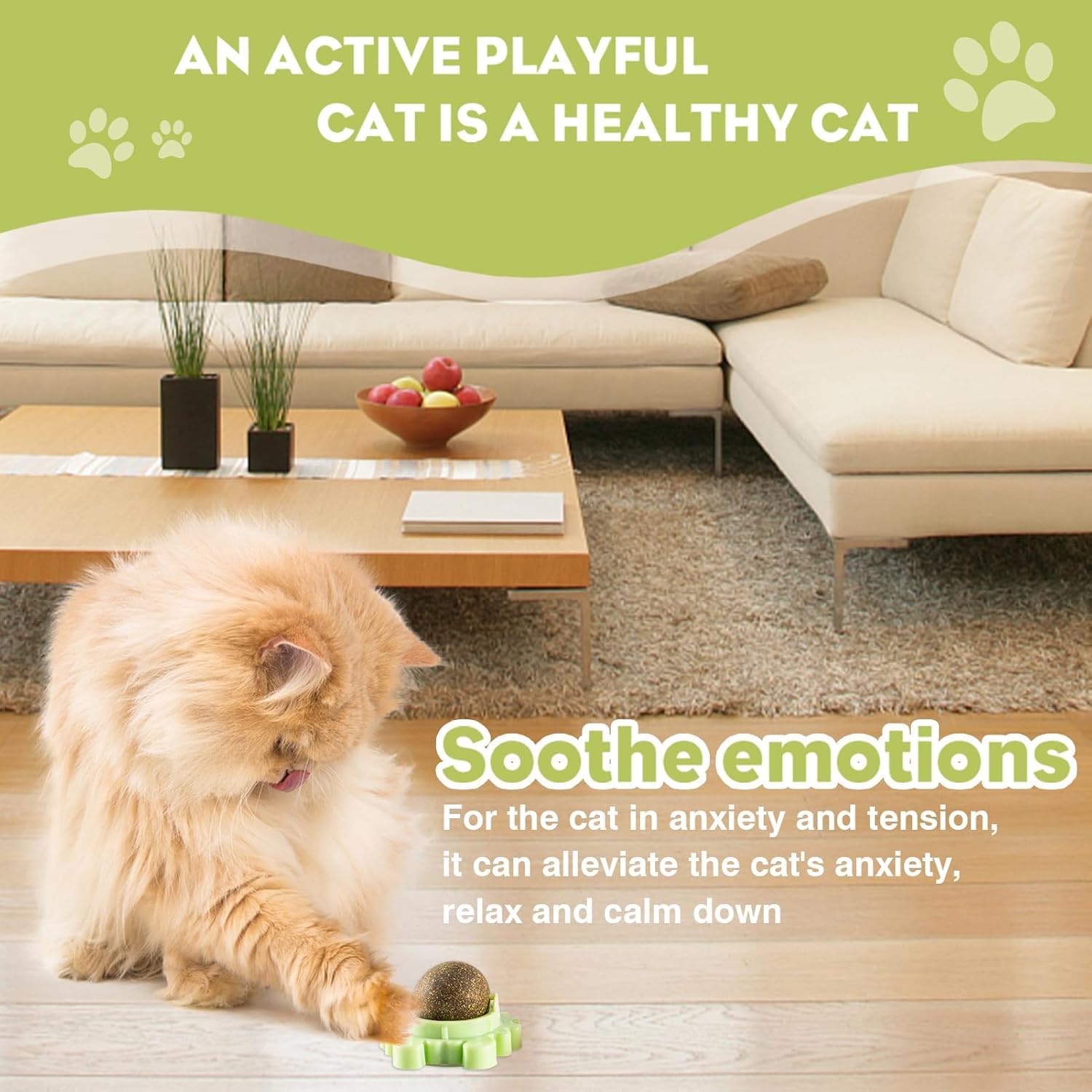 Estivo 360° Catnip for Cats Wall Catnip Rollerball Licking Ball Cat Nips Mint Magic Cat Stick on Wall Crack Balls Lickable Play Chew Teeth Cleaning Pet Chew Indoor Outdoor(Pack of 1) 3