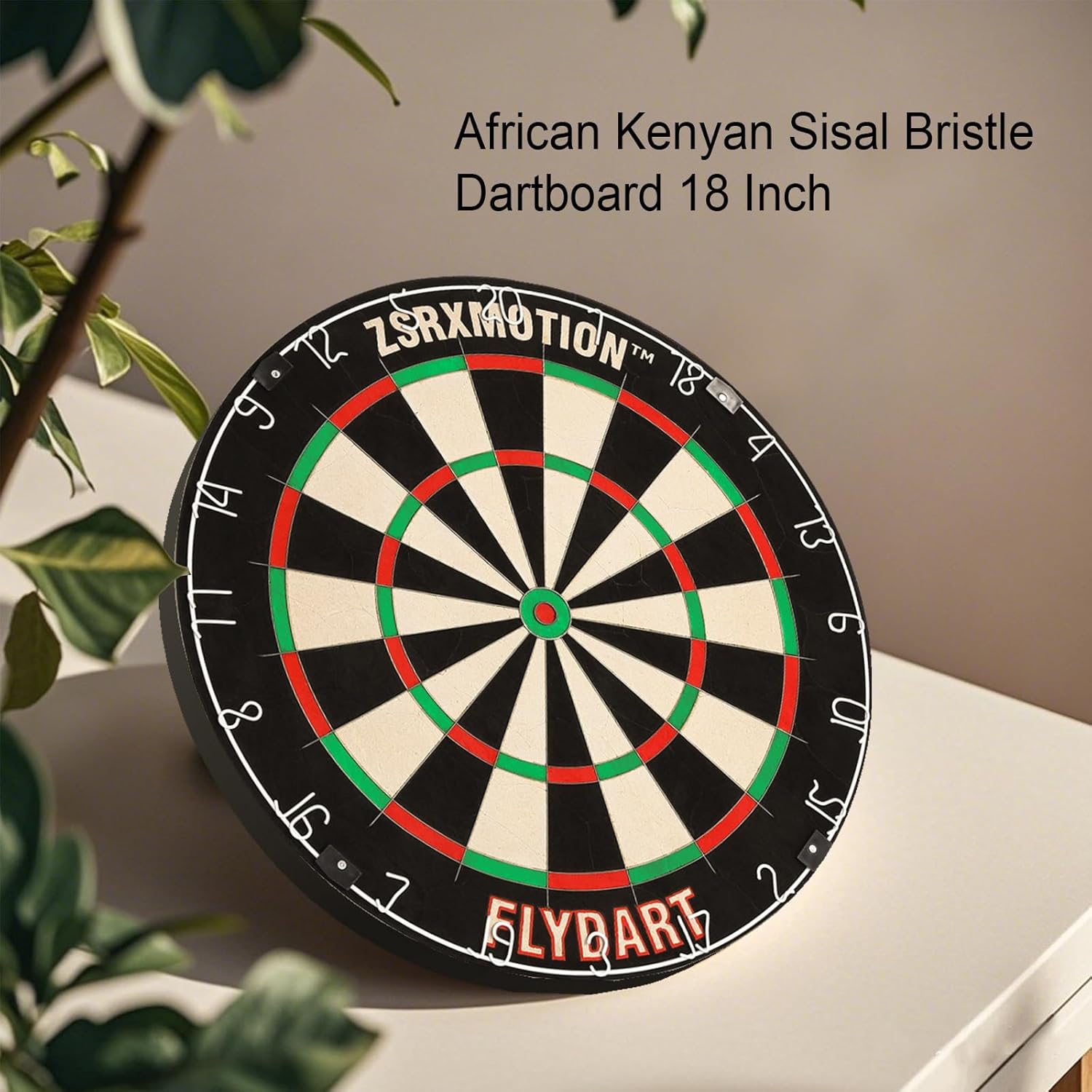 18 Inch African Blade Kenyan Sisal Bristle Dartboard with 6 x 18g Darts and Dartboard Hanger - Professional Grade Home Game Set