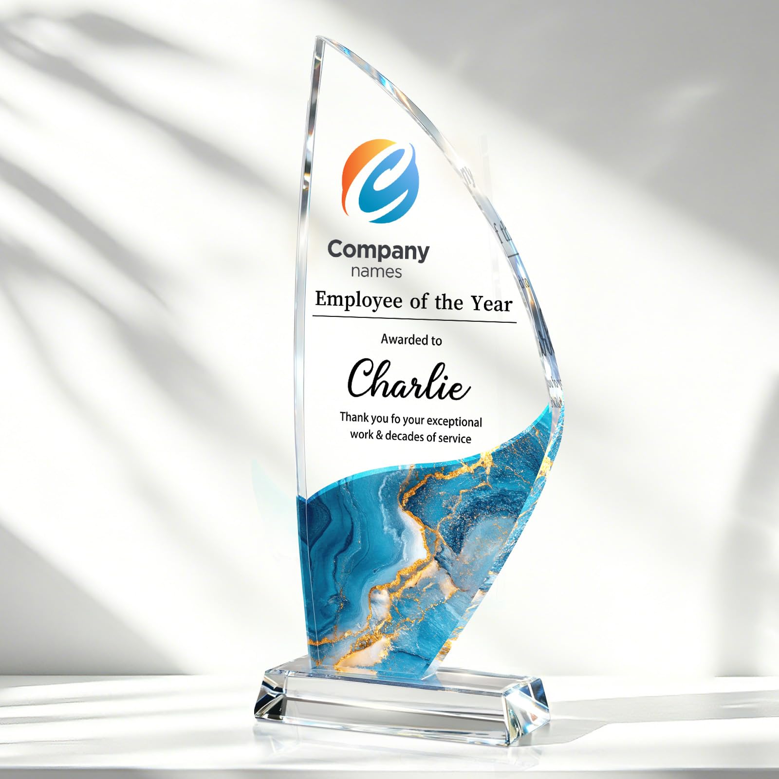 Personalized Crystal Trophy Award, Custom Awards and Trophies with Logo Photo Text, Teacher &amp; Employee Appreciation Gifts, Custom Plaque for Boss Coworker Teacher, Trophy Bulk