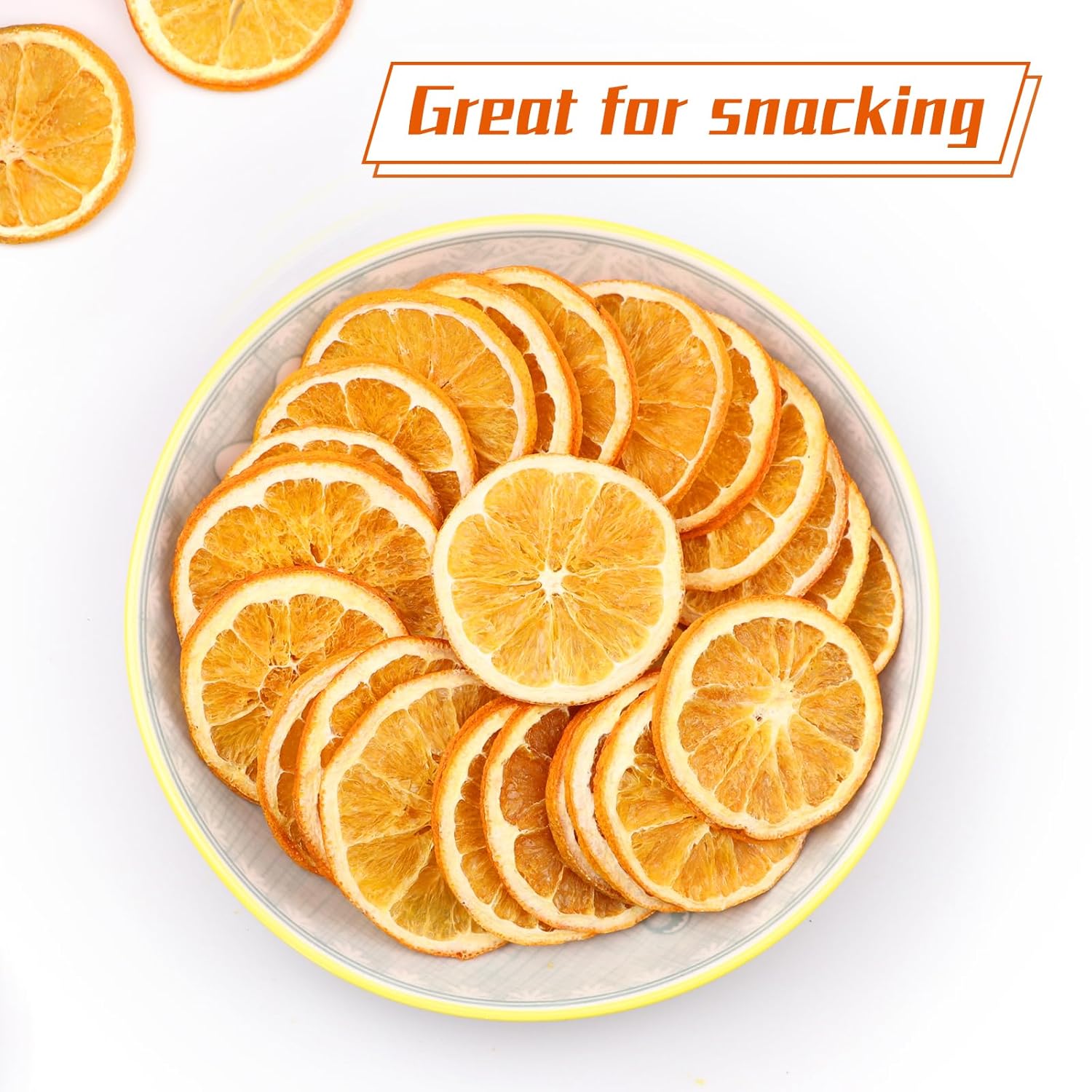 Haomly Dried Orange Slices,100g/3.53oz, Dehydrated Orange Slices,Dried Citrus for Cocktails Garnish/Home Decor/Cakes/Crafts/Table Scatters, Edible Oranges Wheels Bulk Snacks