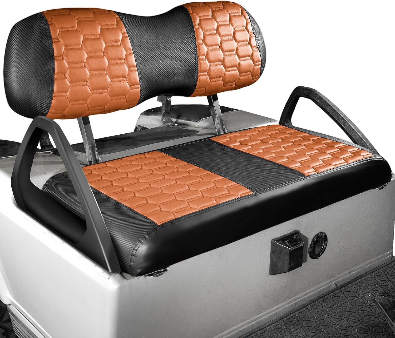 NOKINS Golf Cart Seat Covers, Fit for Club Car DS 2000.5-Up OEM Standard Front Seat Cushion, Club Car DS Accessories Vinyl Seat Covers, No Nails Required (Carbon Fiber Dark Brown&Black) Carbon Fiber Dark Brown&Black Fit Club Car DS 2000.5-Up