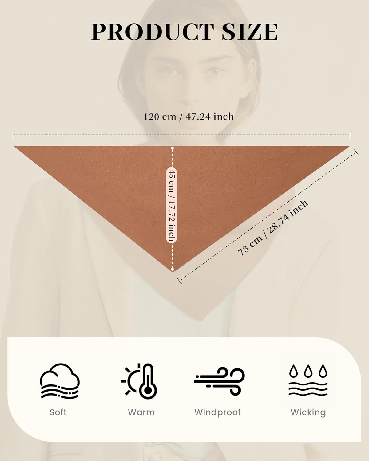 Knit Triangle Scarf for Women Y2k Head Scarf Warm Crochet Hair Bandana Winter Triangle Shawl - Image 2